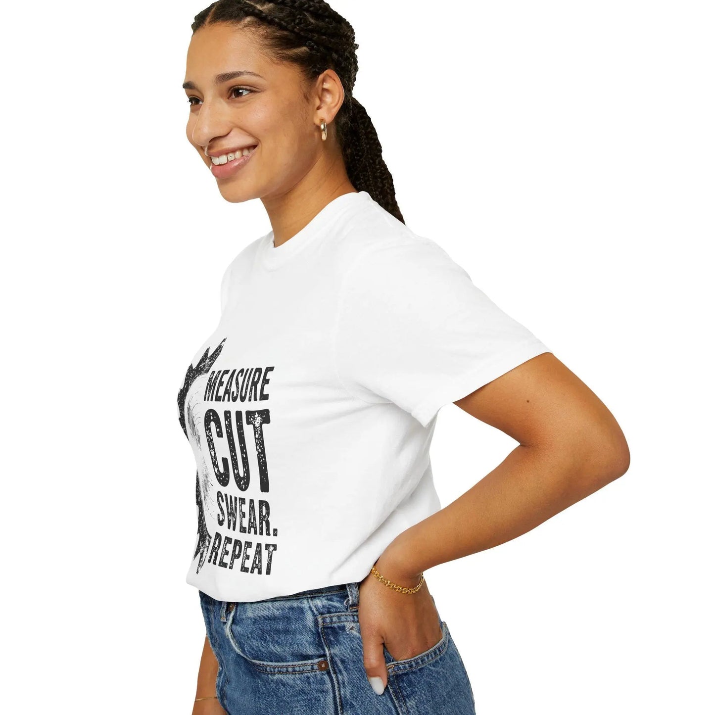 Measure Cut Swear Repeat Woodworking T-Shirt - Carpenter Work Shirt Gift for Dad & Grandpa, Unisex Garment-Dyed Tee - Toddcraft