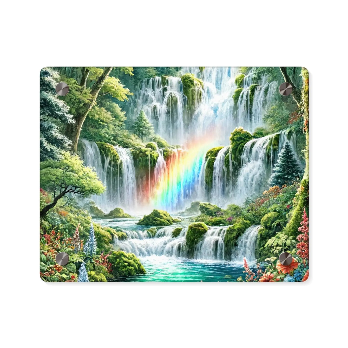 Serene Waterfall Painting Peaceful Landscape Acrylic Wall Art Panels for Tranquil Home Decor - Toddcraft
