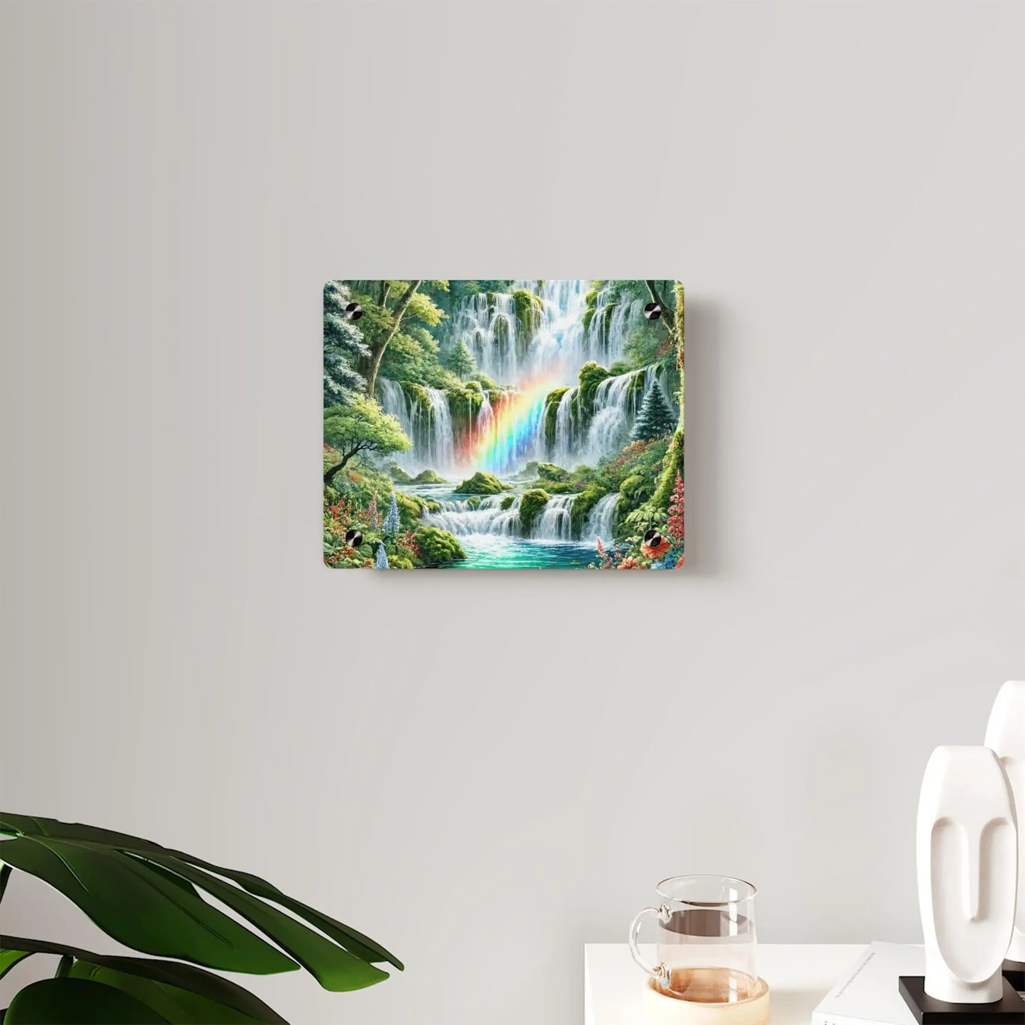 Serene Waterfall Painting Peaceful Landscape Acrylic Wall Art Panels for Tranquil Home Decor - Toddcraft