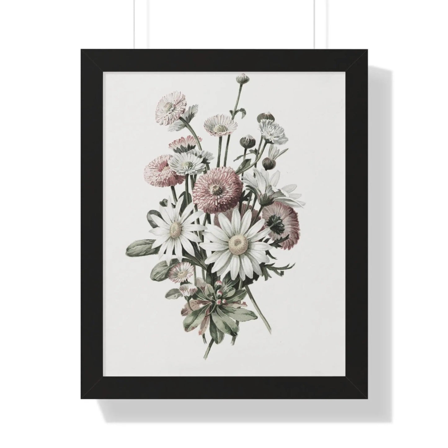 Daisy Bouquet Wall Art Framed Vertical Poster - Botanical Flower Print for Nature-Inspired Home Decor - Toddcraft
