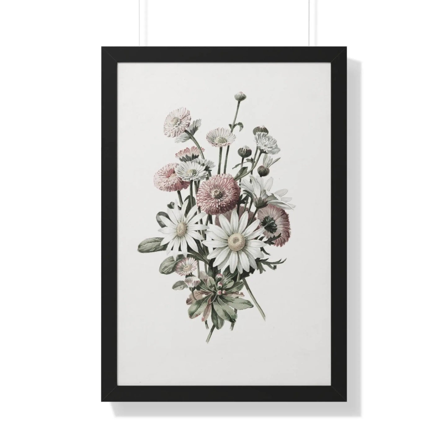 Daisy Bouquet Wall Art Framed Vertical Poster - Botanical Flower Print for Nature-Inspired Home Decor - Toddcraft