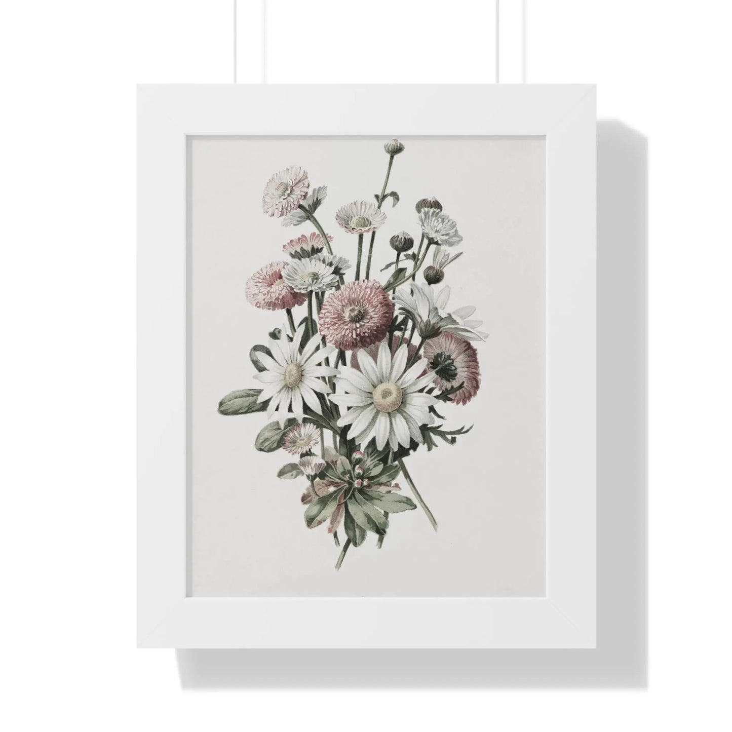 Daisy Bouquet Wall Art Framed Vertical Poster - Botanical Flower Print for Nature-Inspired Home Decor - Toddcraft