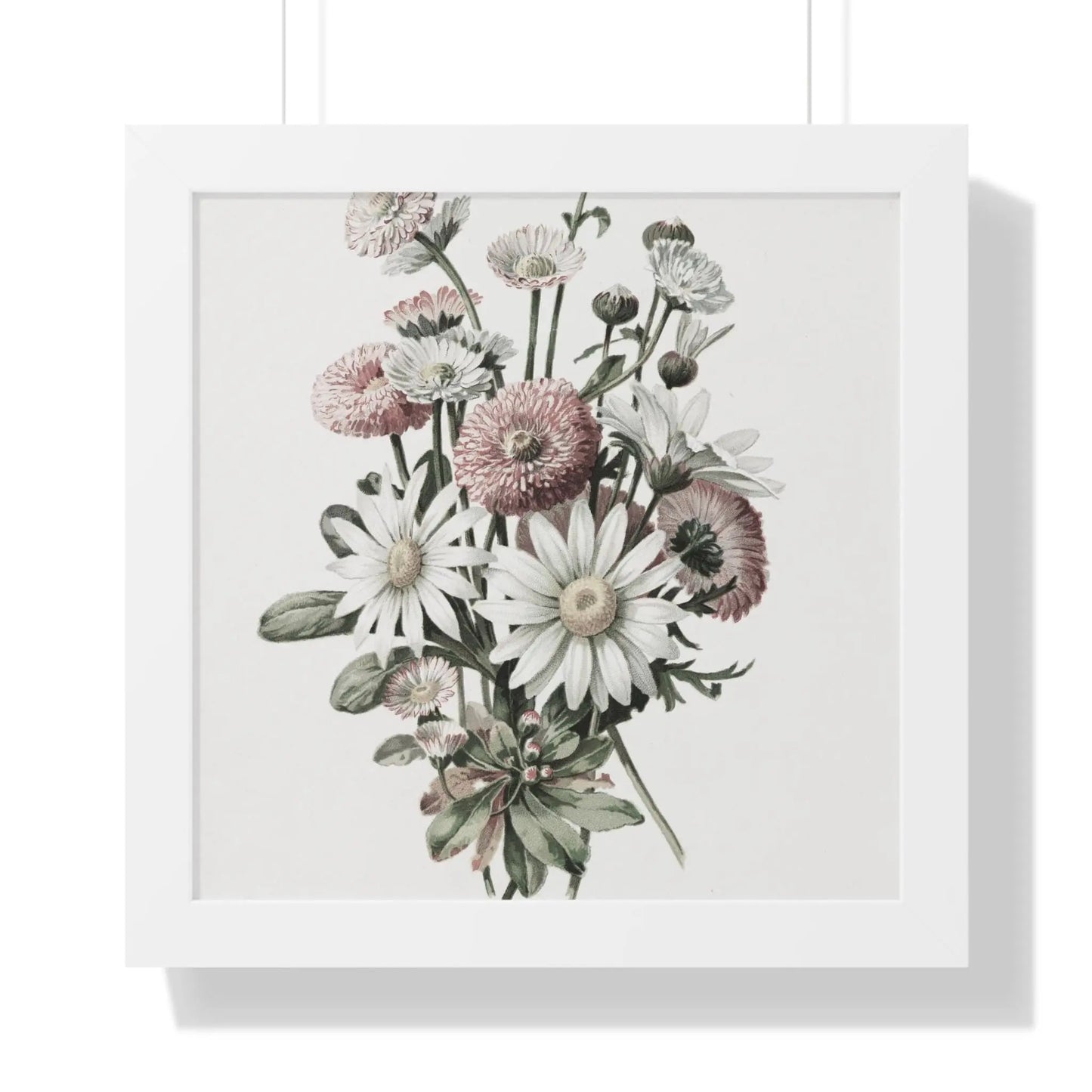 Daisy Bouquet Wall Art Framed Vertical Poster - Botanical Flower Print for Nature-Inspired Home Decor - Toddcraft