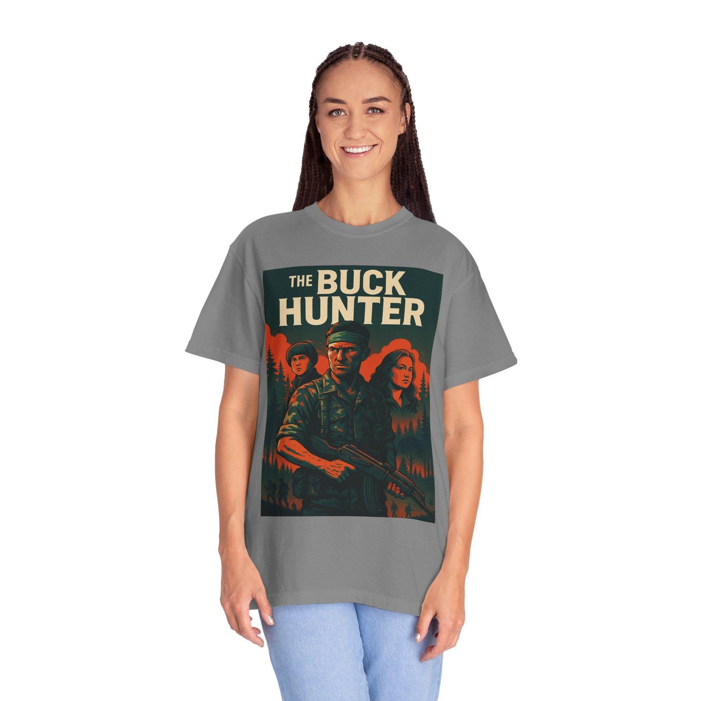 The Buck Hunter Graphic Unisex Garment-Dyed T-Shirt Outdoorsmen Survivalist Hunting Shirt, Deer Hunter Gift, Nature Adventure Tee
