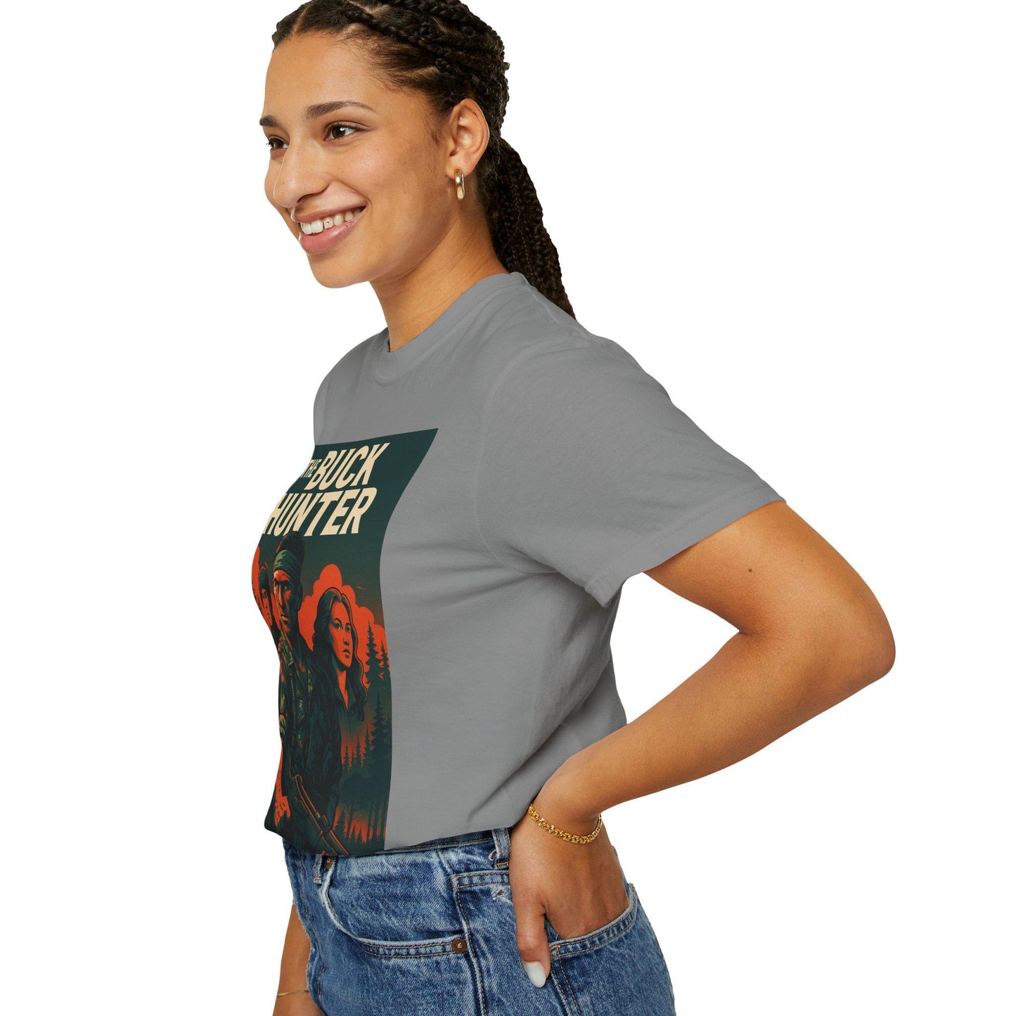 The Buck Hunter Graphic Unisex Garment-Dyed T-Shirt Outdoorsmen Survivalist Hunting Shirt, Deer Hunter Gift, Nature Adventure Tee