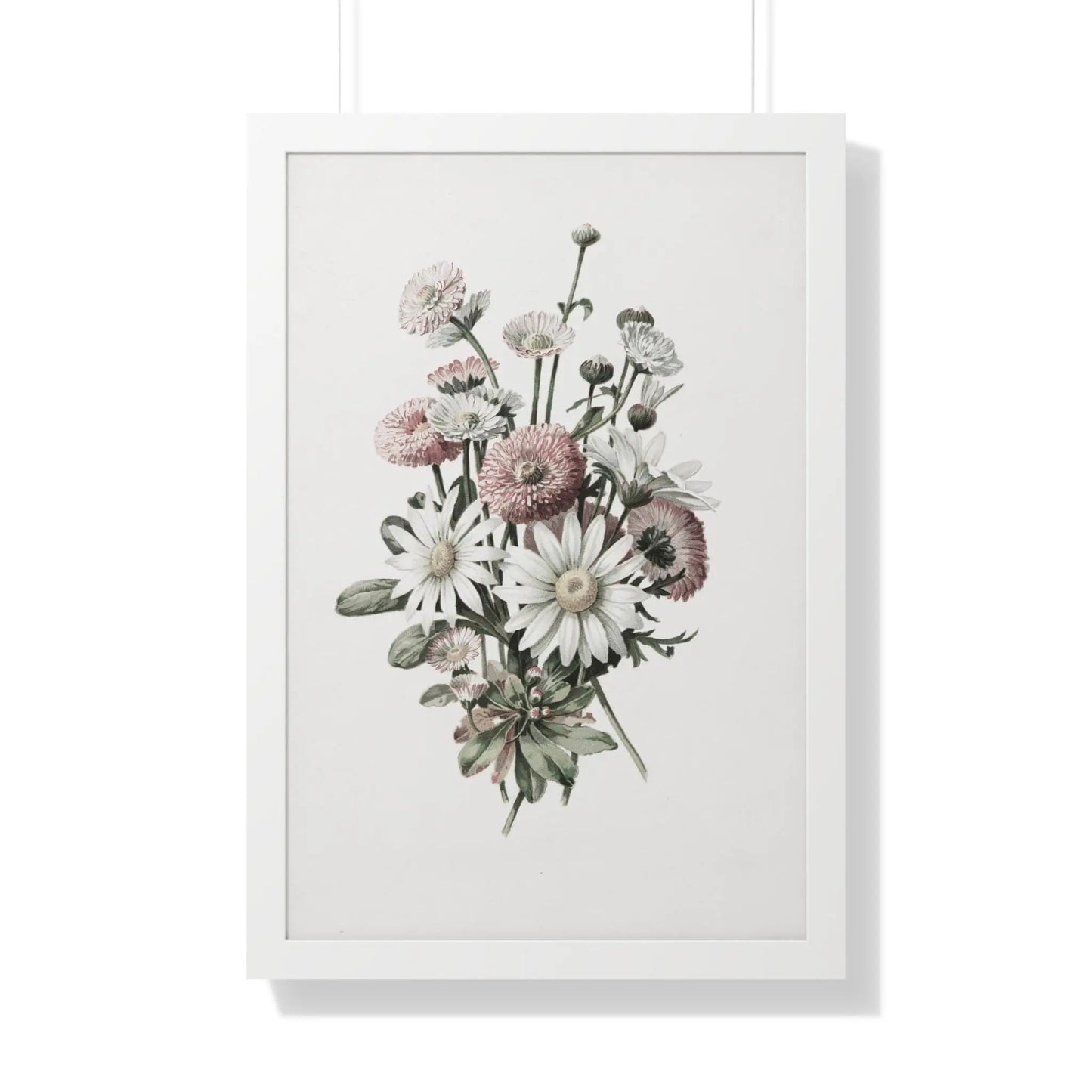 Daisy Bouquet Wall Art Framed Vertical Poster - Botanical Flower Print for Nature-Inspired Home Decor - Toddcraft