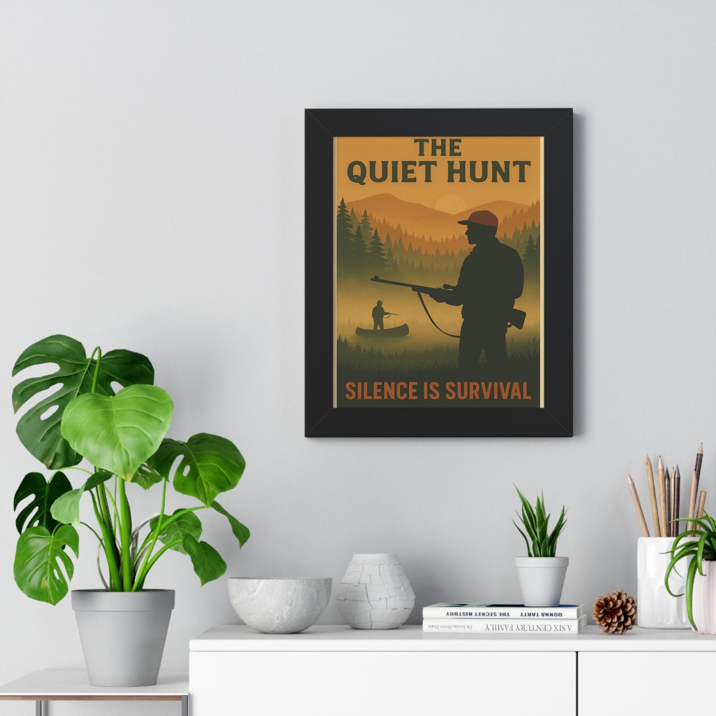 Buck Hunter Framed Vertical Poster - Elegant Custom Wall Art for Home, Office & Gallery Decor, Rustic Nature Print