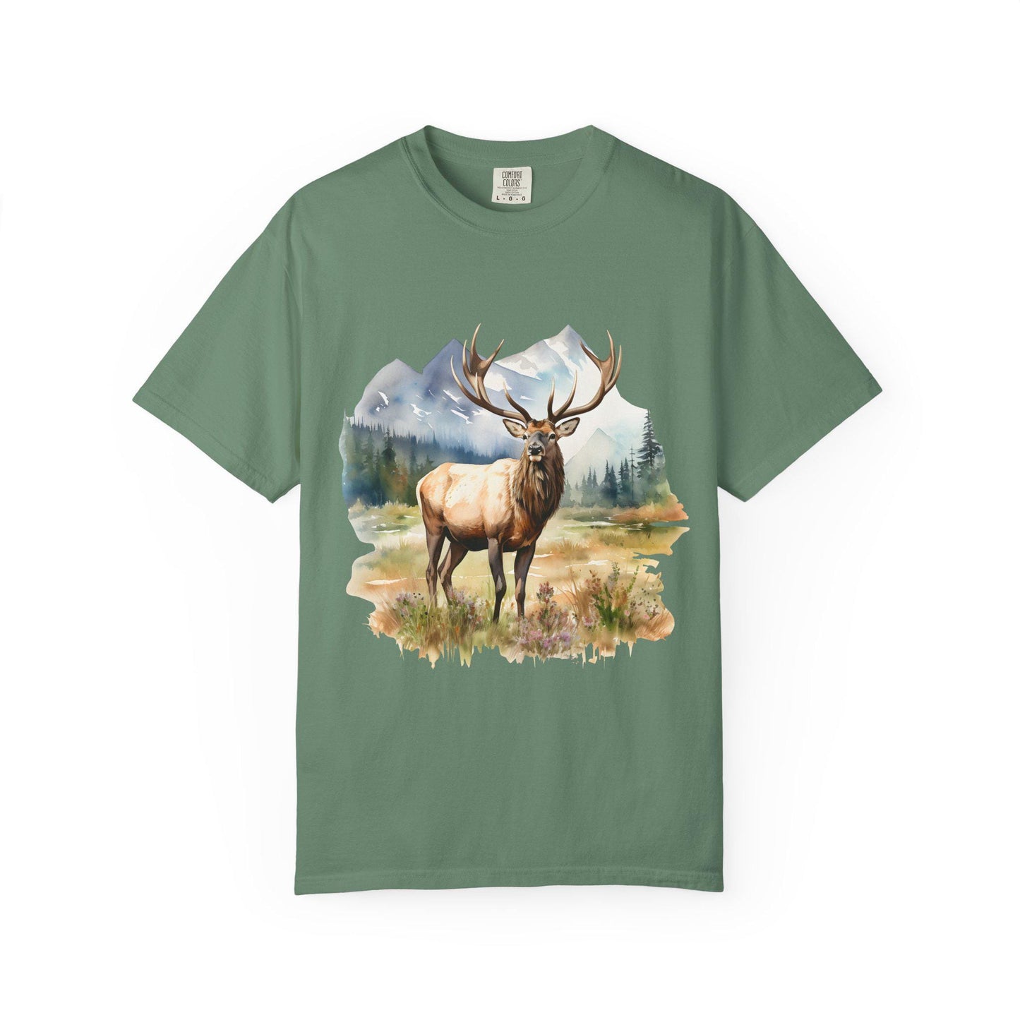 Elk T-Shirt Unisex Garment-Dyed Hunter Shirt Outdoorsman Rugged Individual Pasture Wildlife Tee
