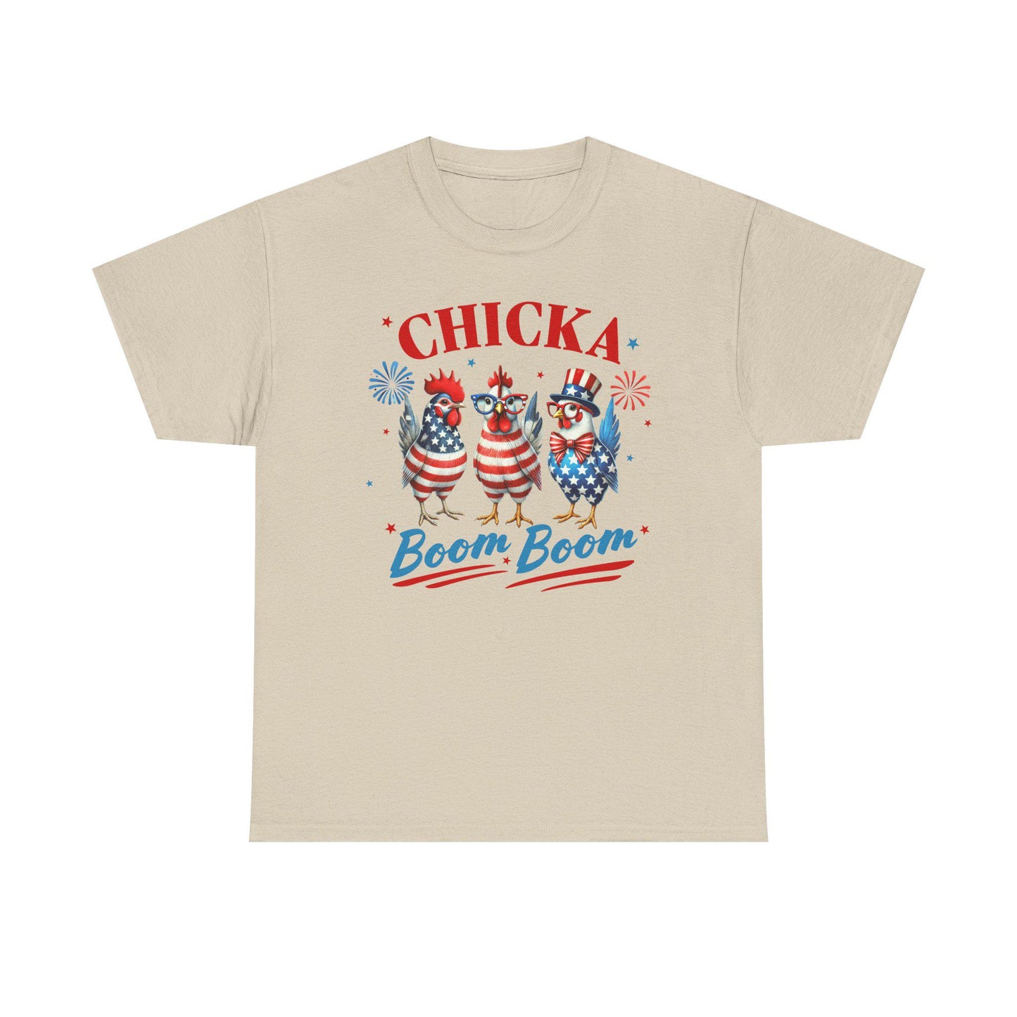 4th of July Graphic Tee Unisex Heavy Cotton Chica Boom Boom Shirt Patriotic American Holiday Top