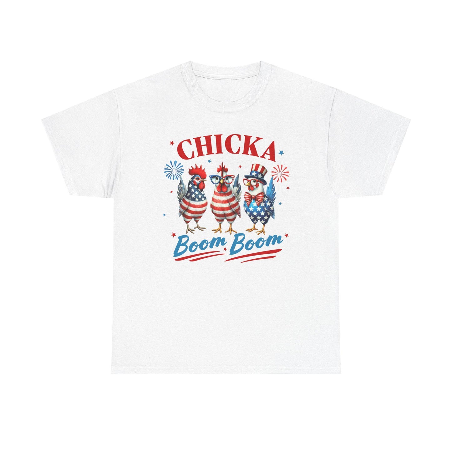 4th of July Graphic Tee Unisex Heavy Cotton Chica Boom Boom Shirt Patriotic American Holiday Top