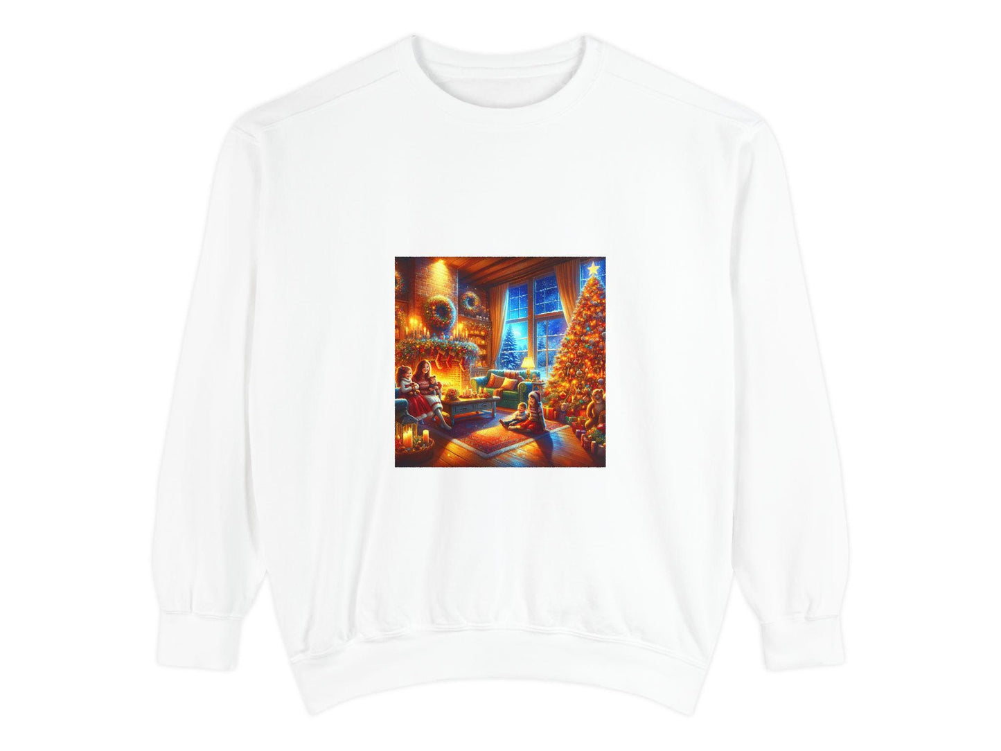 Vintage Inspired Garment-Dyed Unisex Sweatshirt - Merry & Bright Christmas Design with Holly Jolly Charm
