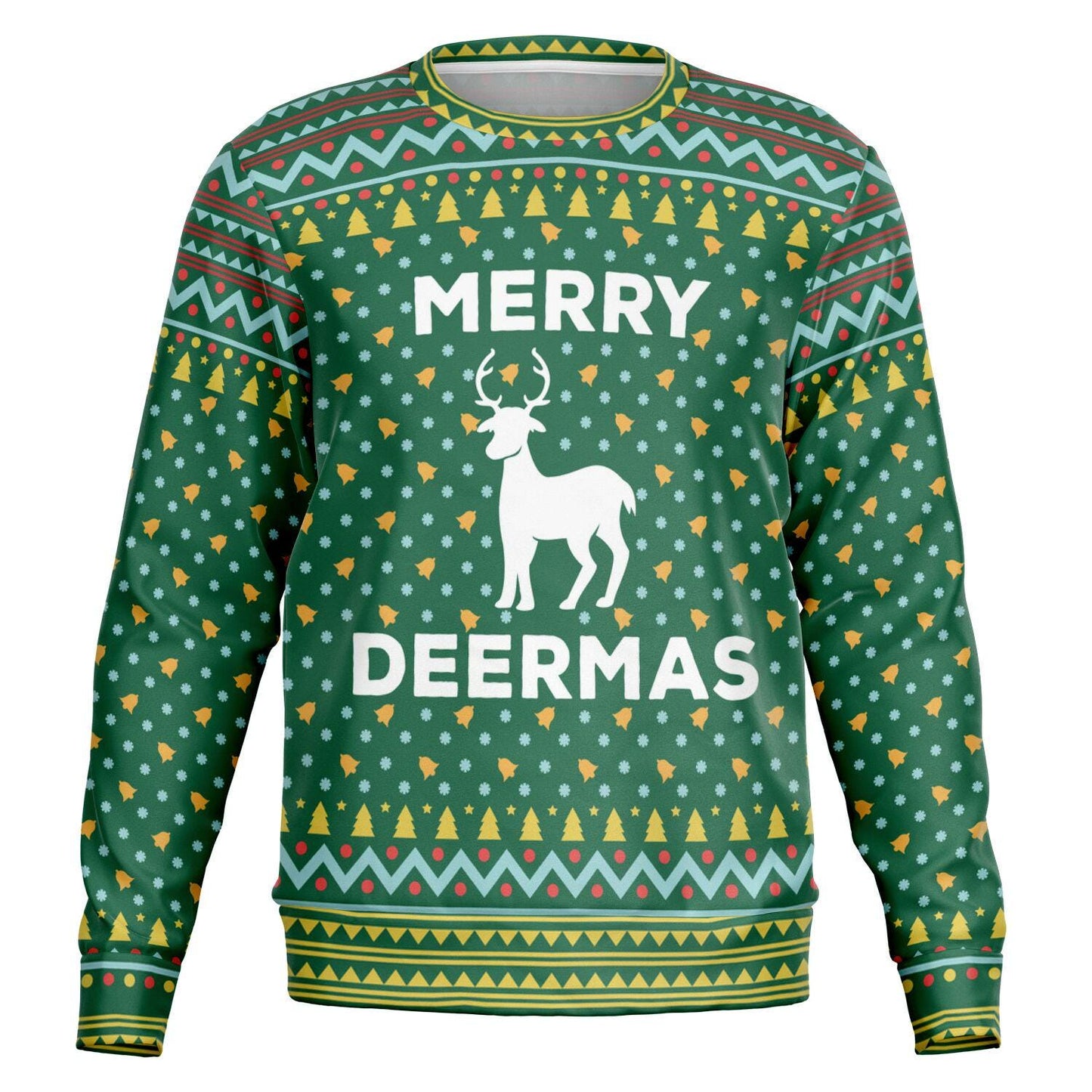 Merry Deermas Family Christmas Sweatshirt Funny Festive Deer Graphic Holiday Shirt for Deer Lovers, Matching Group Xmas Outfit
