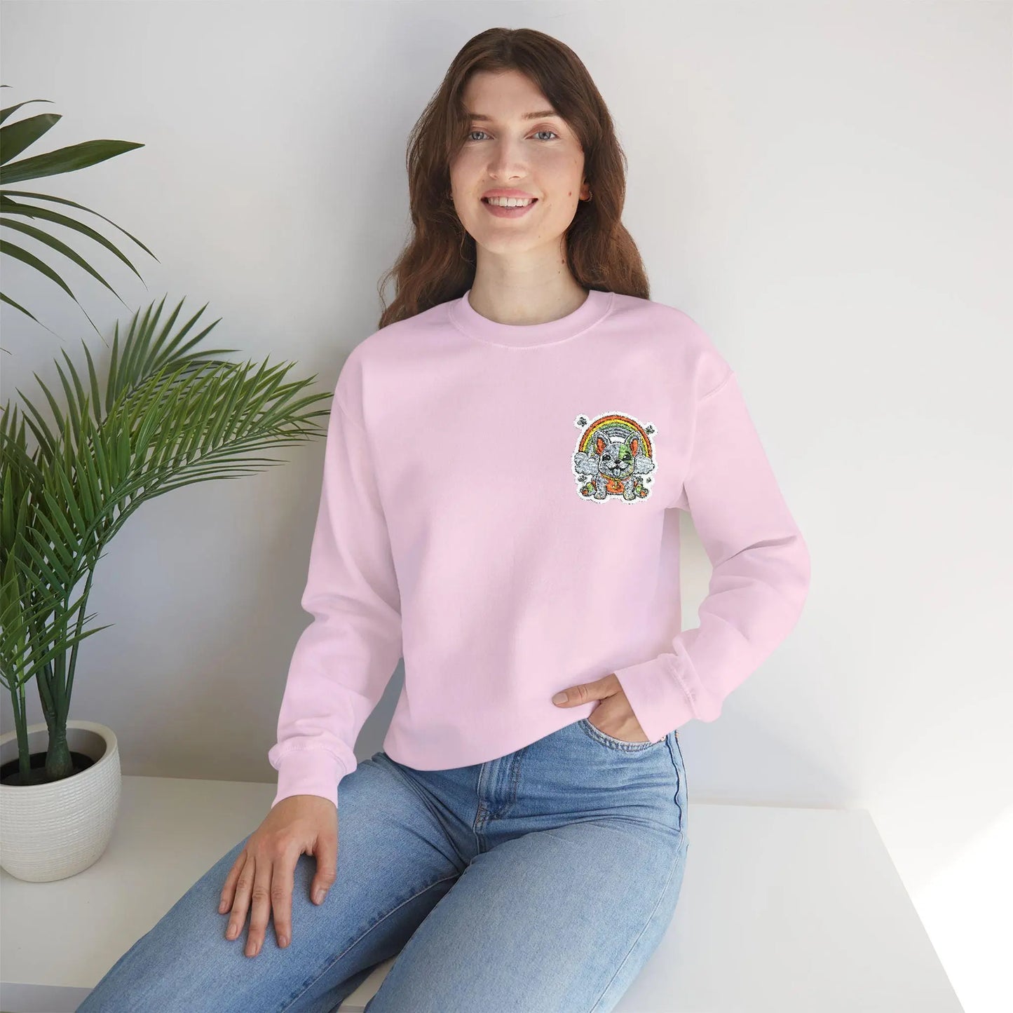 cute colorful puppy rainbow of colors Unisex Heavy Blend Crewneck Sweatshirt - Toddcraft
