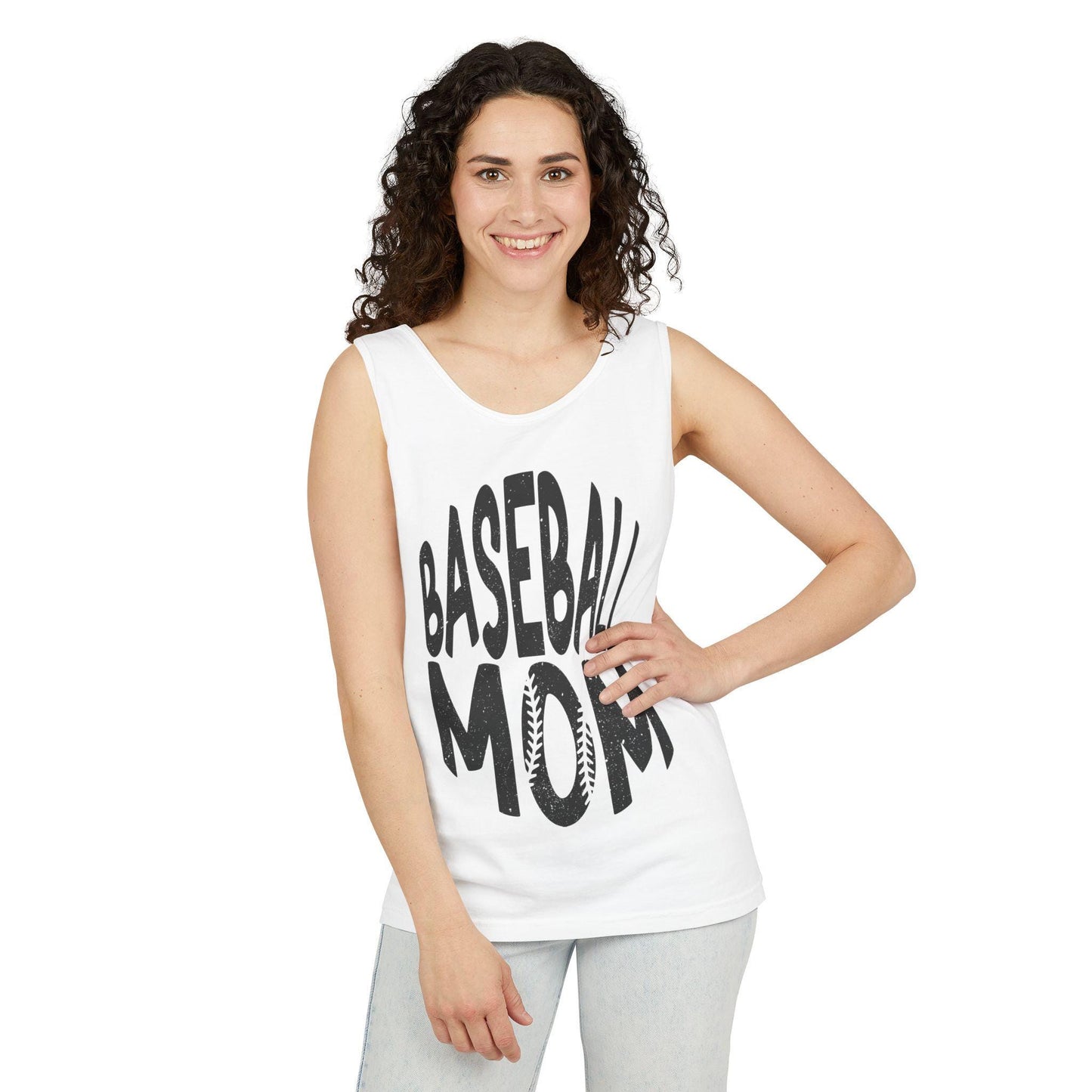 Baseball Mom Unisex Garment-Dyed Tank Top Game Day Sports Mom Shirt, Cute Athletic Summer Tee, Soft Vintage Baseball Fan Gift - Toddcraft
