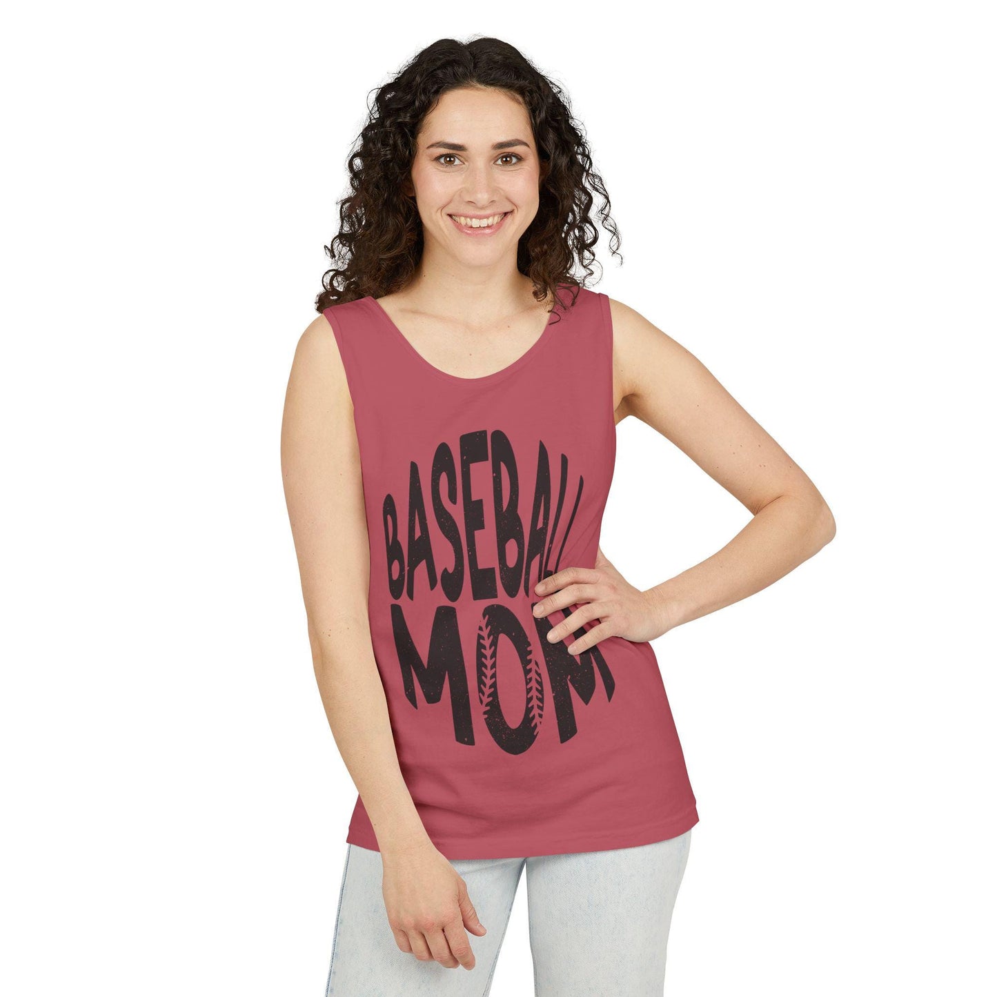 Baseball Mom Unisex Garment-Dyed Tank Top Game Day Sports Mom Shirt, Cute Athletic Summer Tee, Soft Vintage Baseball Fan Gift - Toddcraft