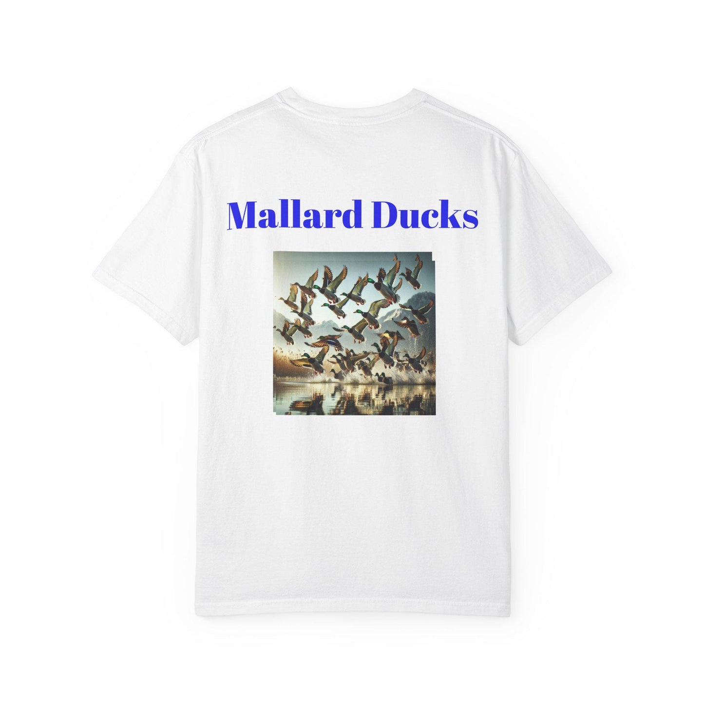 Mallard Ducks T-Shirt Unisex Nature Scene Tee with Ducks Landing on Lake Vintage Garment-Dyed Shirt