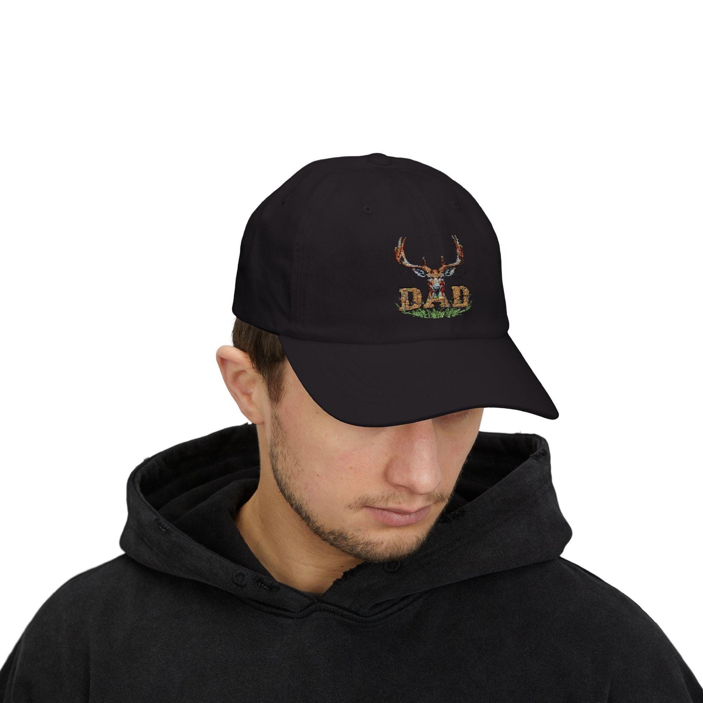 Dad Cap with Antler Embroidery - Classic Adjustable Hat for Outdoor, Hunting & Casual Wear, Perfect Gift for Men and Nature Lovers