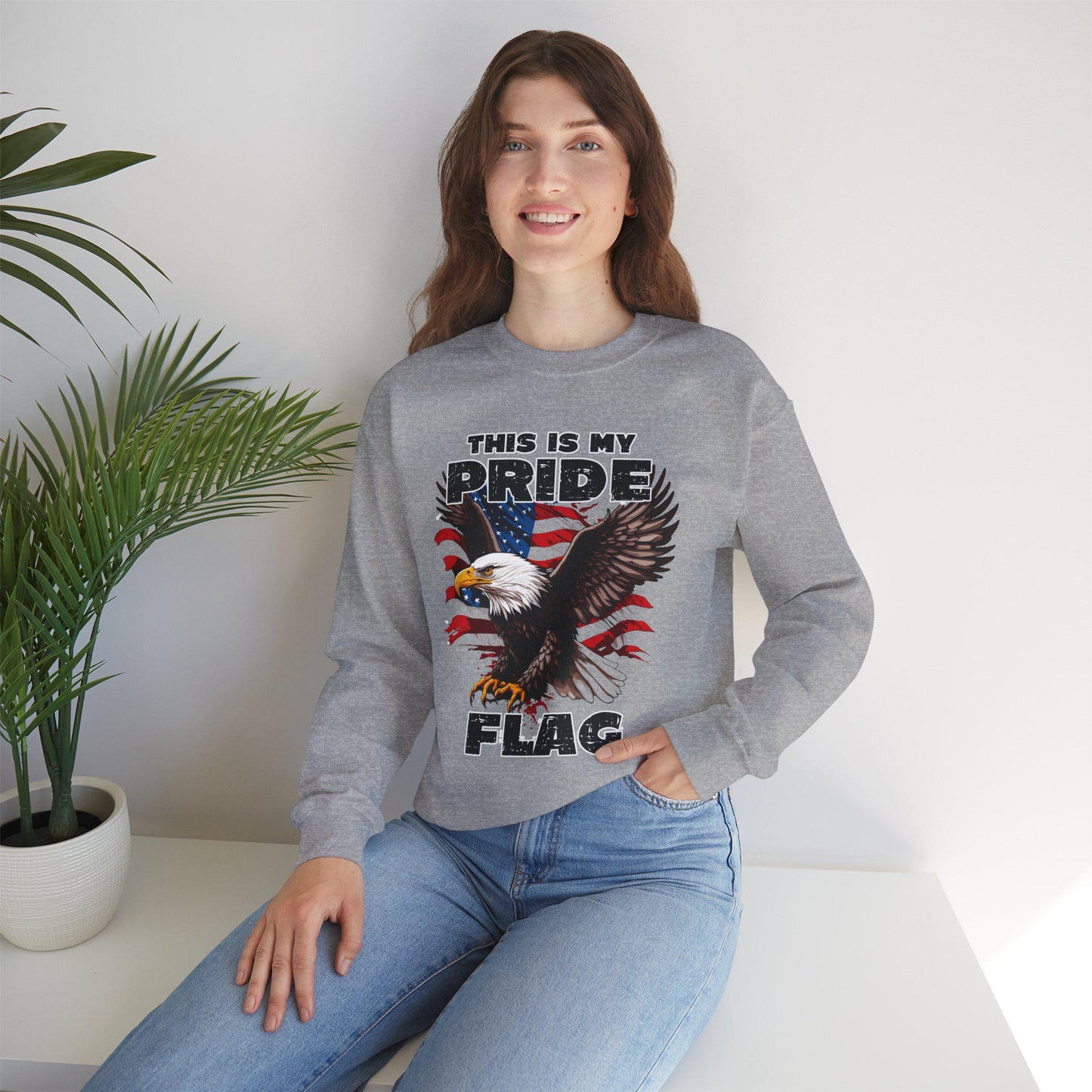 USA Pride Flag Sweatshirt Patriotic 4th of July Crewneck Red White Blue Independence Day Stars Unisex Heavy Blend