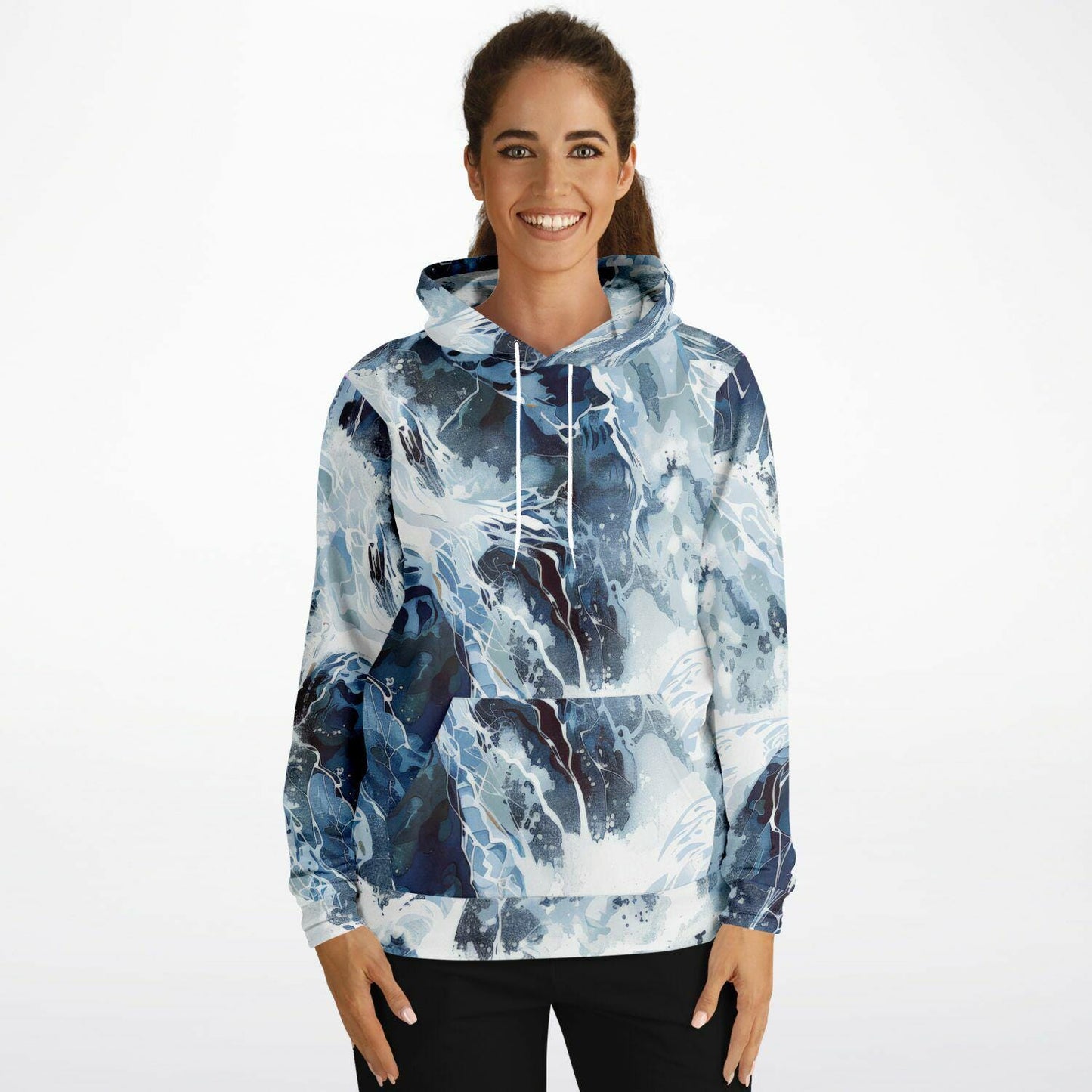 Ocean Waves Athletic Hoodie AOP - Lightweight All-Over Print Sweatshirt for Running & Gym - Toddcraft