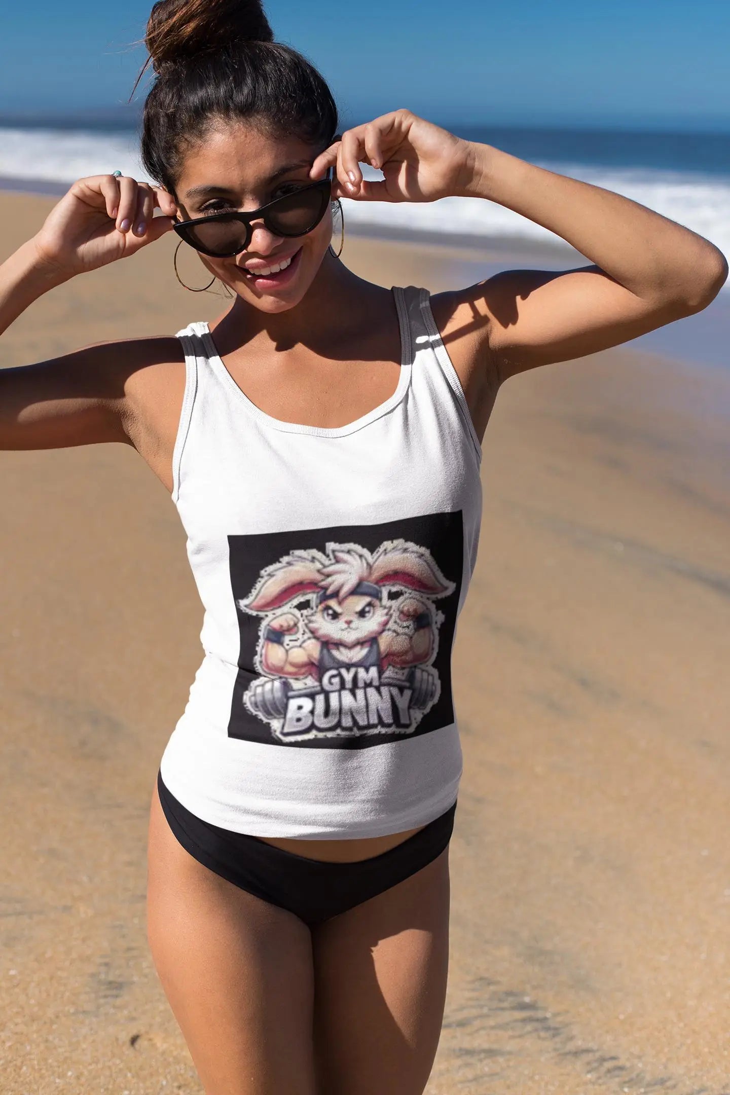 Gym Bunny Unisex Jersey Tank Top Cute Bunny Lifting Weights Workout Shirt for Fitness Lovers - Toddcraft