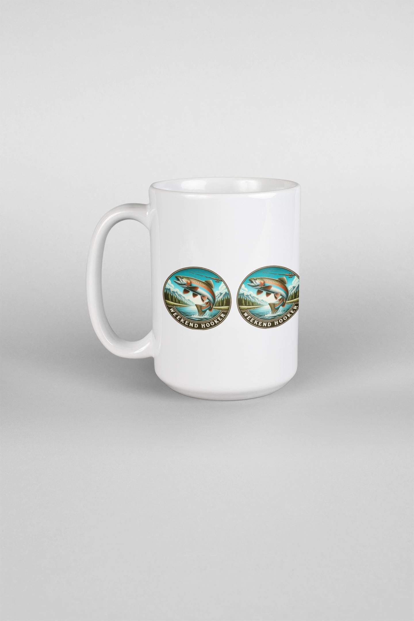 Rainbow Fish Enthusiast Jumbo Mug 20oz | Big Fishing Coffee Cup, Weekend Hooker Outdoor Trout Lover Gift
