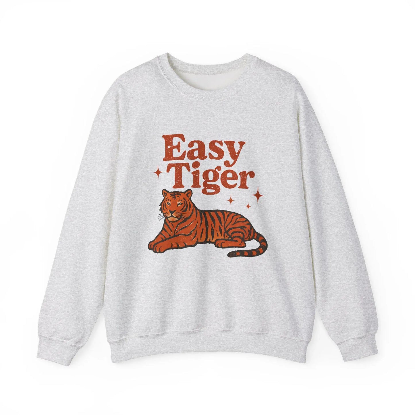Vintage Retro Heavy Blend Crewneck Sweatshirt Unisex Easy Tiger Graphic Pullover Cozy Streetwear - Toddcraft