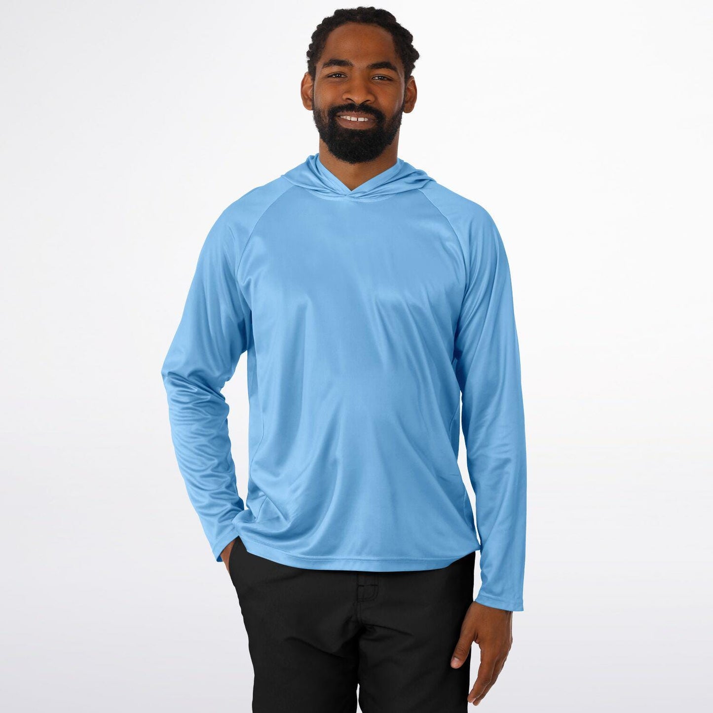 Men's Long Sleeve Hooded Performance Shirt - Lightweight Moisture-Wicking AOP Activewear Top