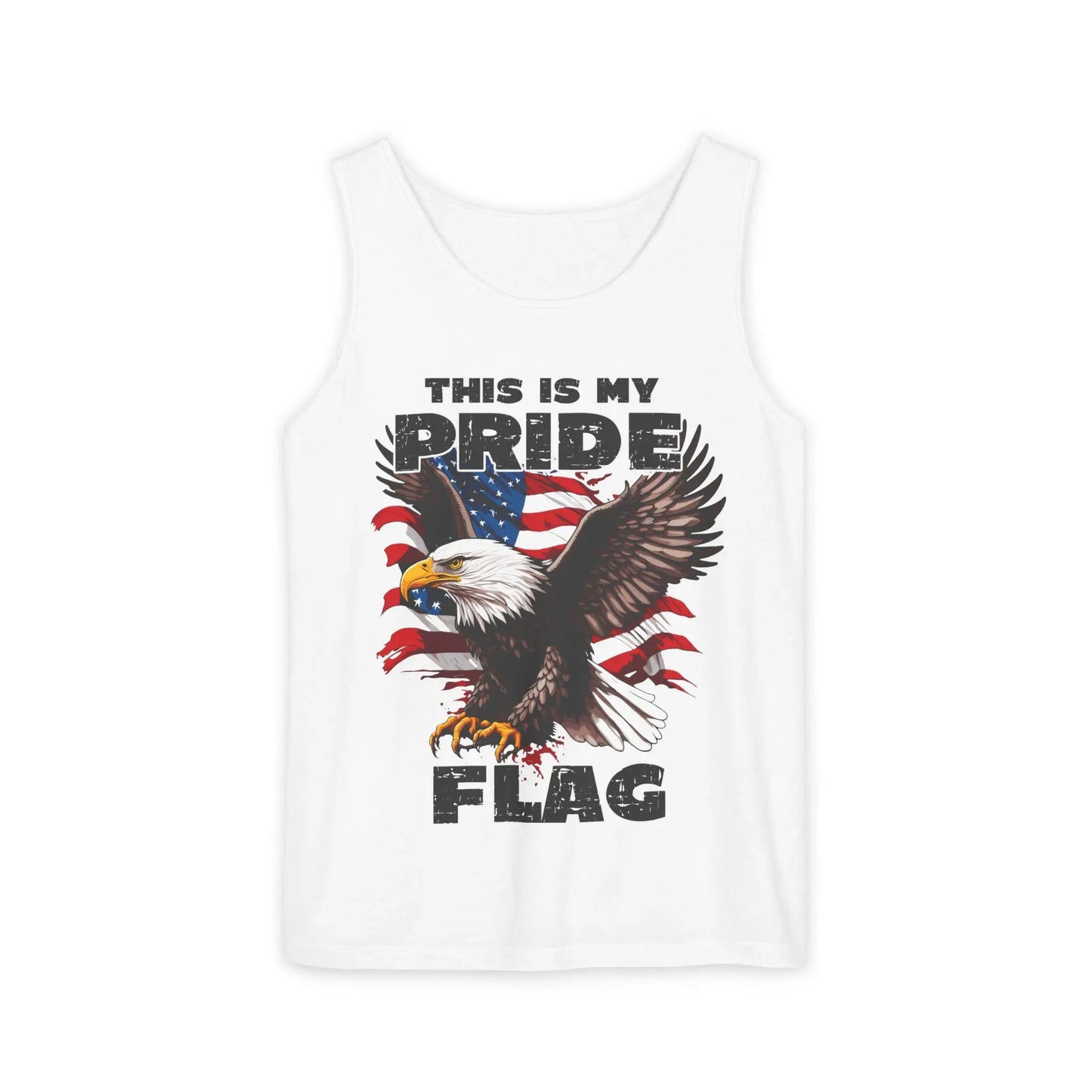 Patriotic 4th of July Tank Top, USA Flag SVG, Independence Day Red White Blue Shirt, Stars Stripes American Falcon Unisex Garment-Dyed Tee - Toddcraft