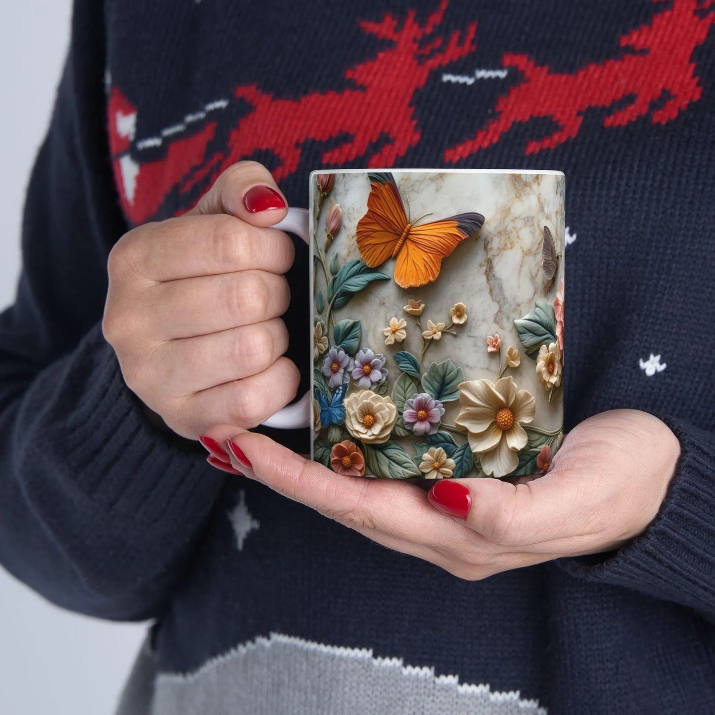 Colorful Floral Ceramic Mug, 11oz & 15oz Coffee Cup, Flower Pattern Tea Mug, Gift for Her, Pretty Kitchen Drinkware, Vibrant Spring Design - Toddcraft