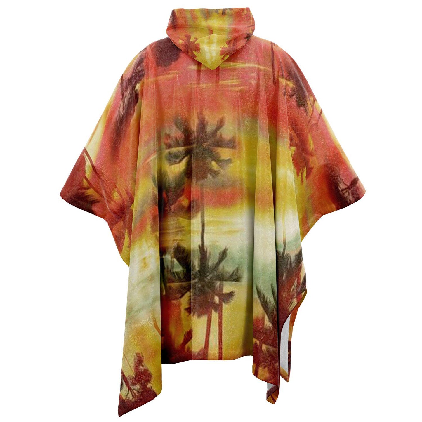 Flannel Blanket Poncho with Tropical Graphic AOP, Cozy Lightweight Throw for Chilly Evenings & Outdoor Use