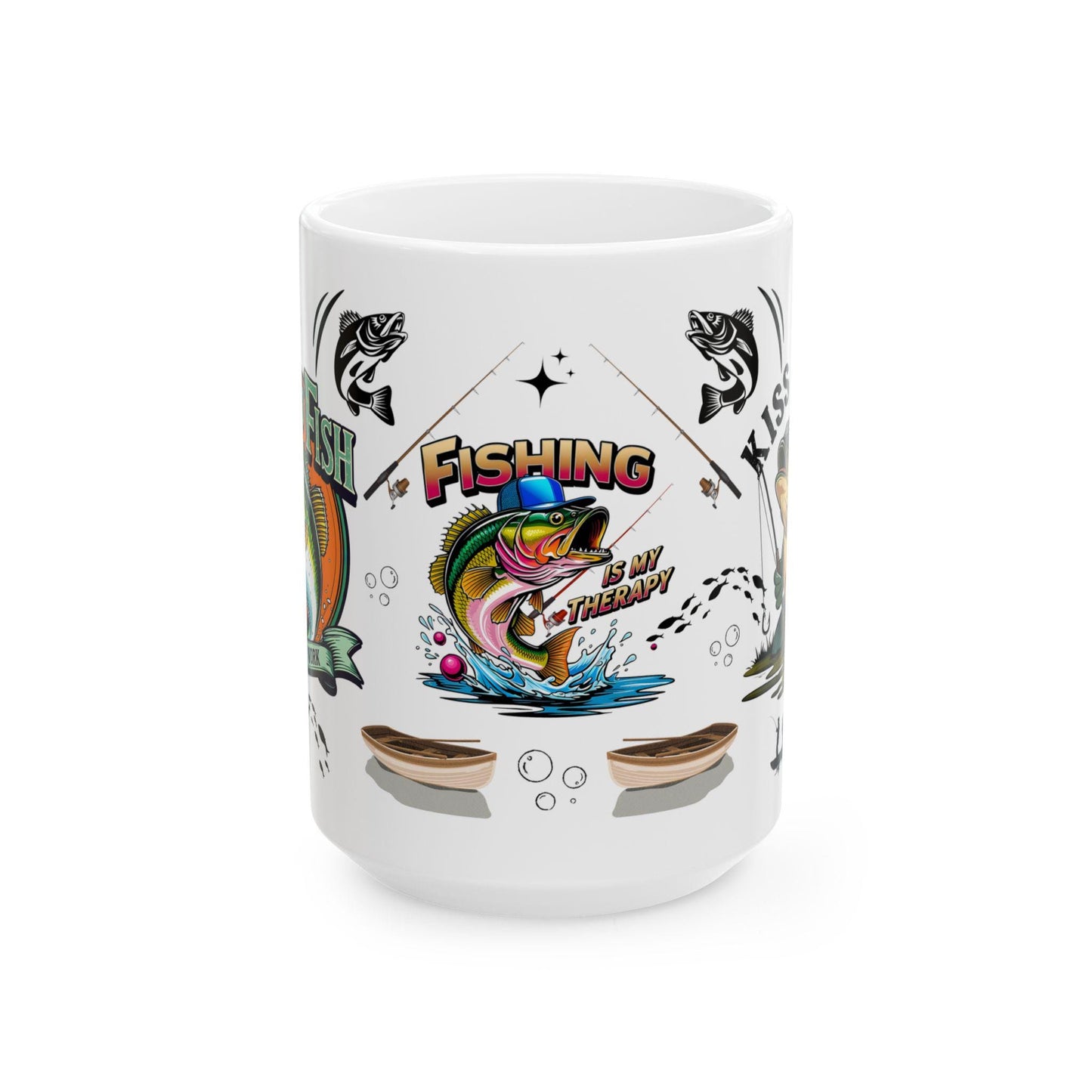 Fishing Adventure Ceramic Mug - Perfect Gift for Anglers, Coffee Lovers, Fishing Enthusiasts, Personalized Fishing Decor, Bass Fishing Mug