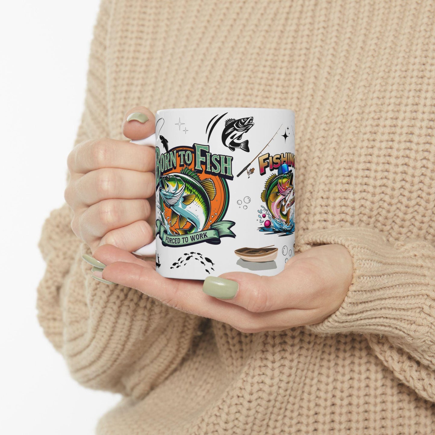 Fishing Adventure Ceramic Mug - Perfect Gift for Anglers, Coffee Lovers, Fishing Enthusiasts, Personalized Fishing Decor, Bass Fishing Mug