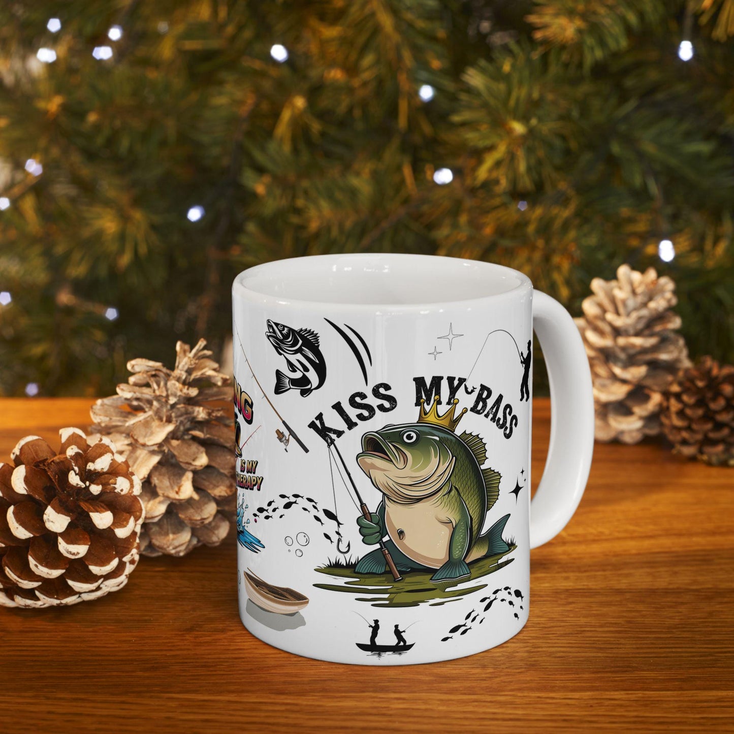 Fishing Adventure Ceramic Mug - Perfect Gift for Anglers, Coffee Lovers, Fishing Enthusiasts, Personalized Fishing Decor, Bass Fishing Mug