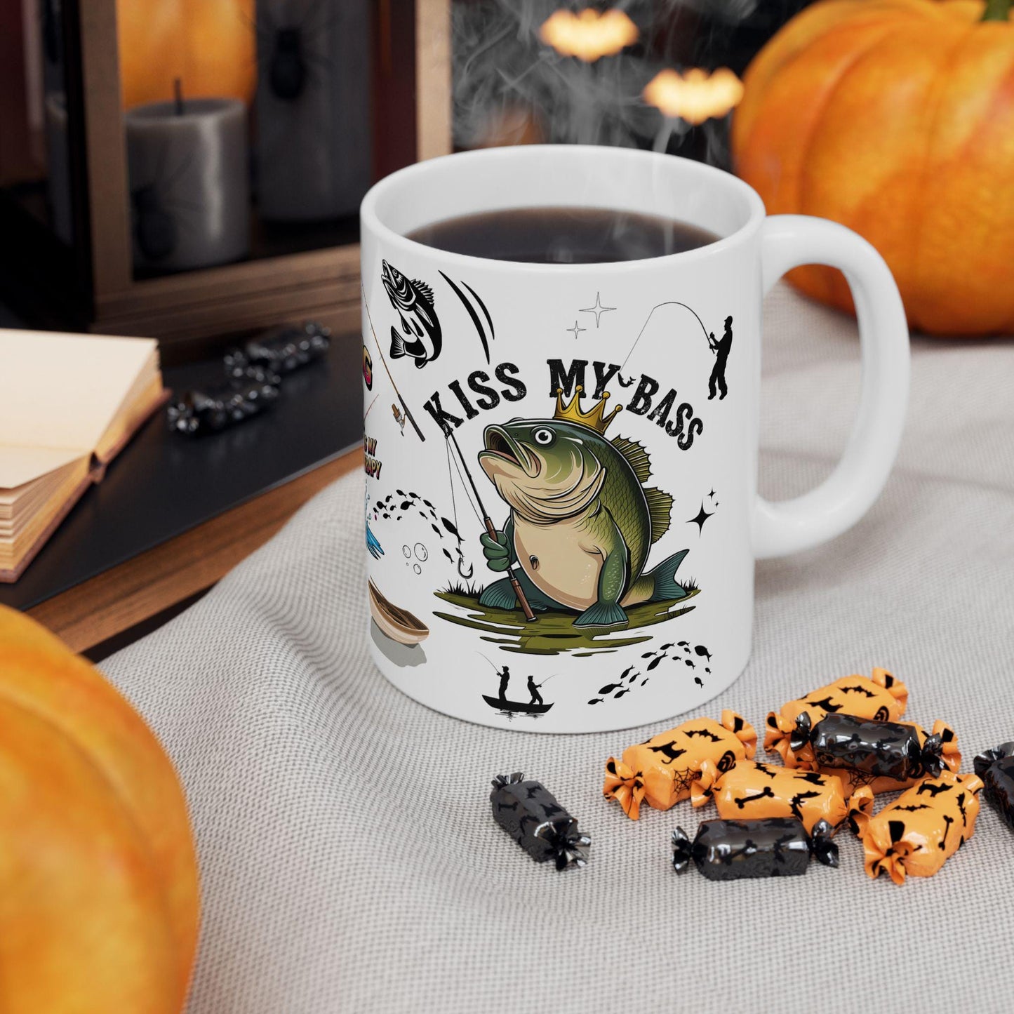 Fishing Adventure Ceramic Mug - Perfect Gift for Anglers, Coffee Lovers, Fishing Enthusiasts, Personalized Fishing Decor, Bass Fishing Mug