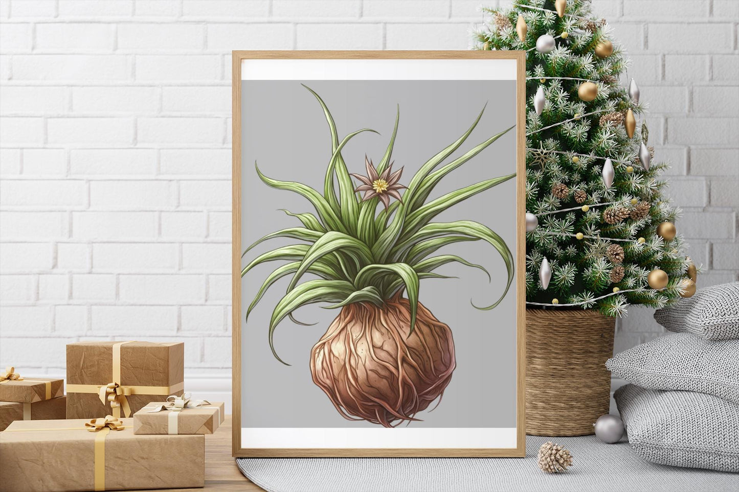 Botanical Plant Wall Art Framed Vertical Poster, Nature-Inspired Home Decor, Green Leaf Print, Modern Botanical Illustration