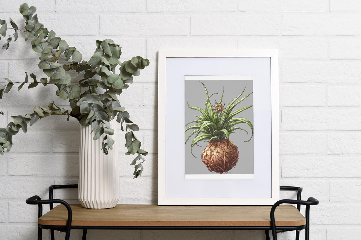 Botanical Plant Wall Art Framed Vertical Poster, Nature-Inspired Home Decor, Green Leaf Print, Modern Botanical Illustration