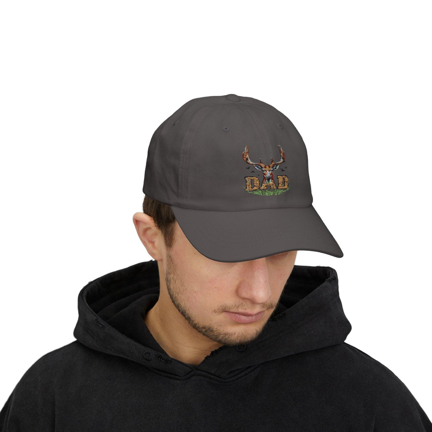 Dad Cap with Antler Embroidery - Classic Adjustable Hat for Outdoor, Hunting & Casual Wear, Perfect Gift for Men and Nature Lovers