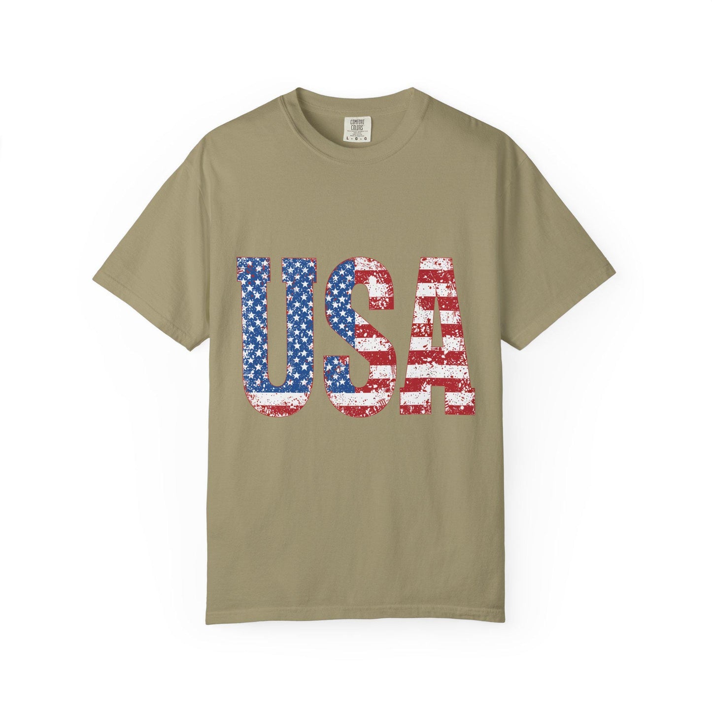USA Patriotic Tee Unisex Garment-Dyed T-Shirt for Family 4th of July, Memorial Day, Independence Day Group Shirt