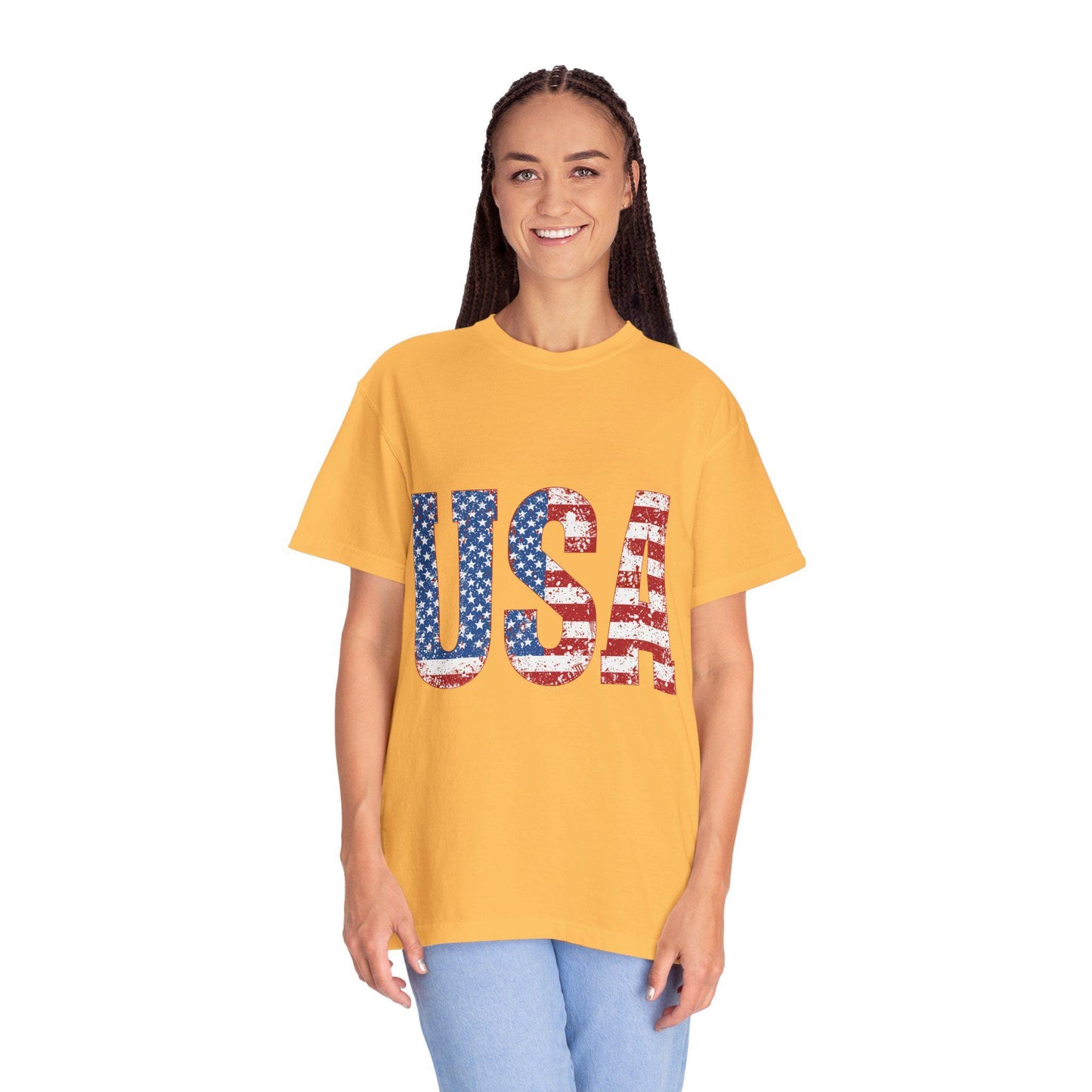 USA Patriotic Tee Unisex Garment-Dyed T-Shirt for Family 4th of July, Memorial Day, Independence Day Group Shirt