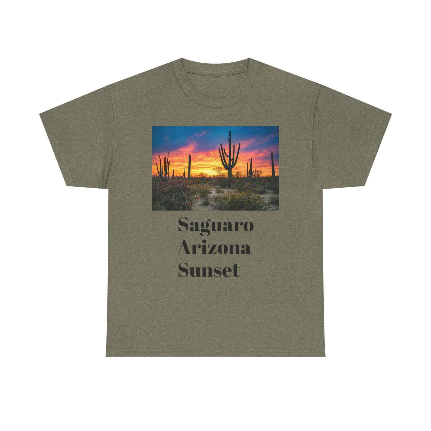 Saguaro Arizona Desert Tee Unisex Heavy Cotton Shirt Sunset Desert Landscape Graphic Top