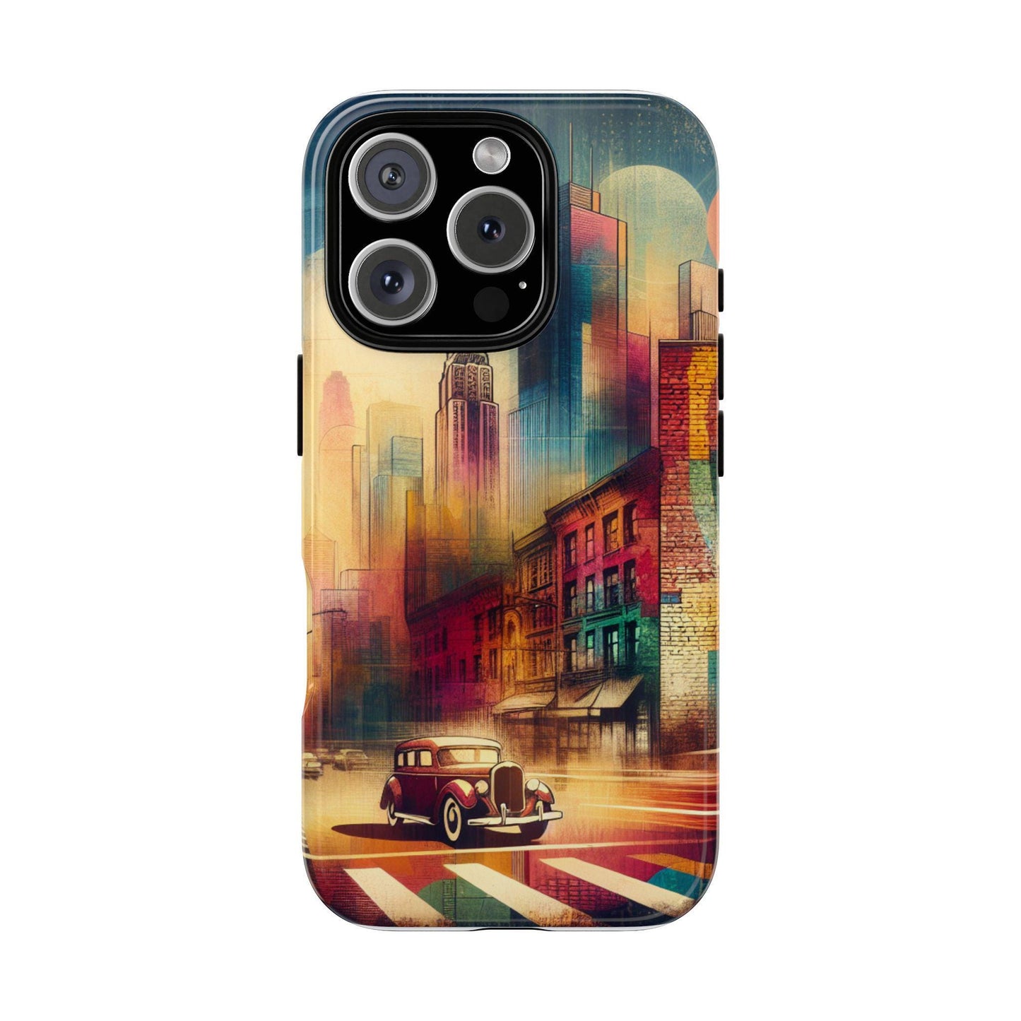 Retro Vintage City Classic Car Tough iPhone Case Durable Protective Cover for Men & Women