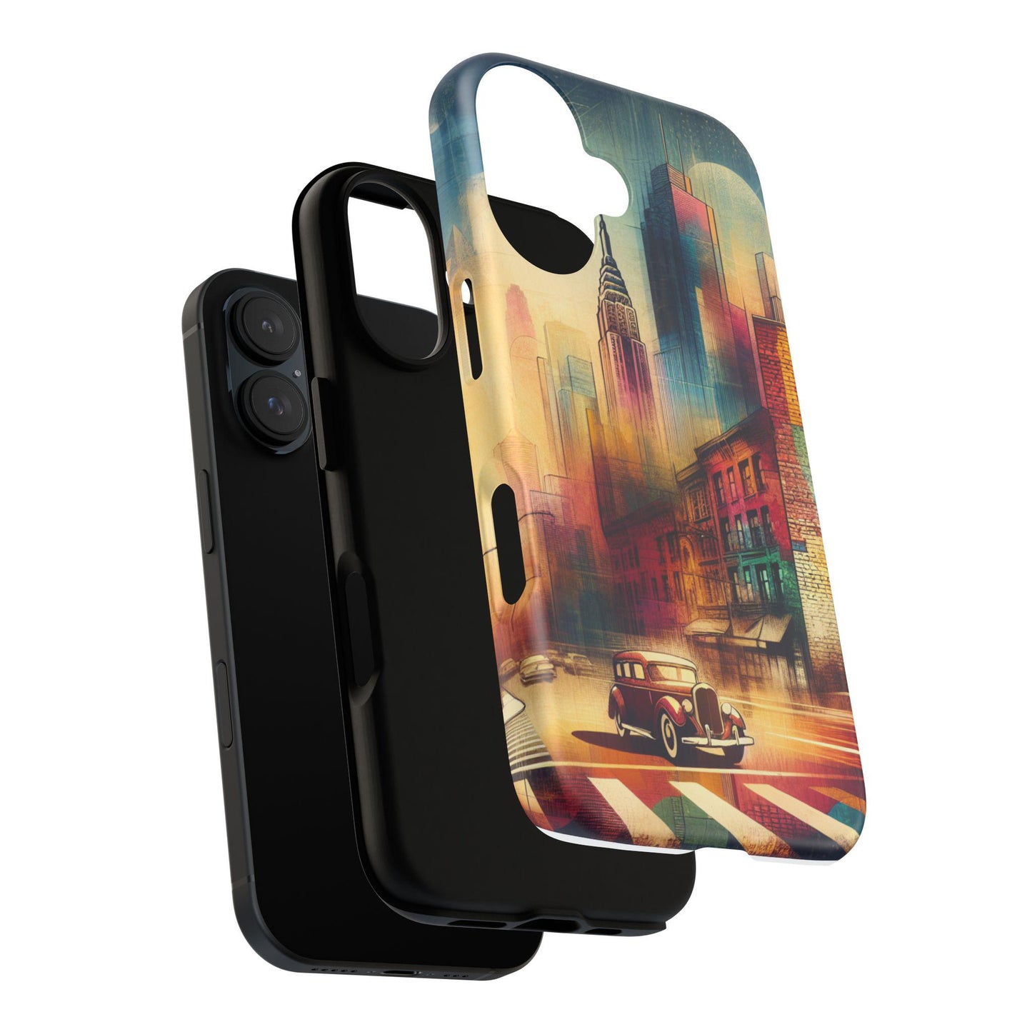 Retro Vintage City Classic Car Tough iPhone Case Durable Protective Cover for Men & Women