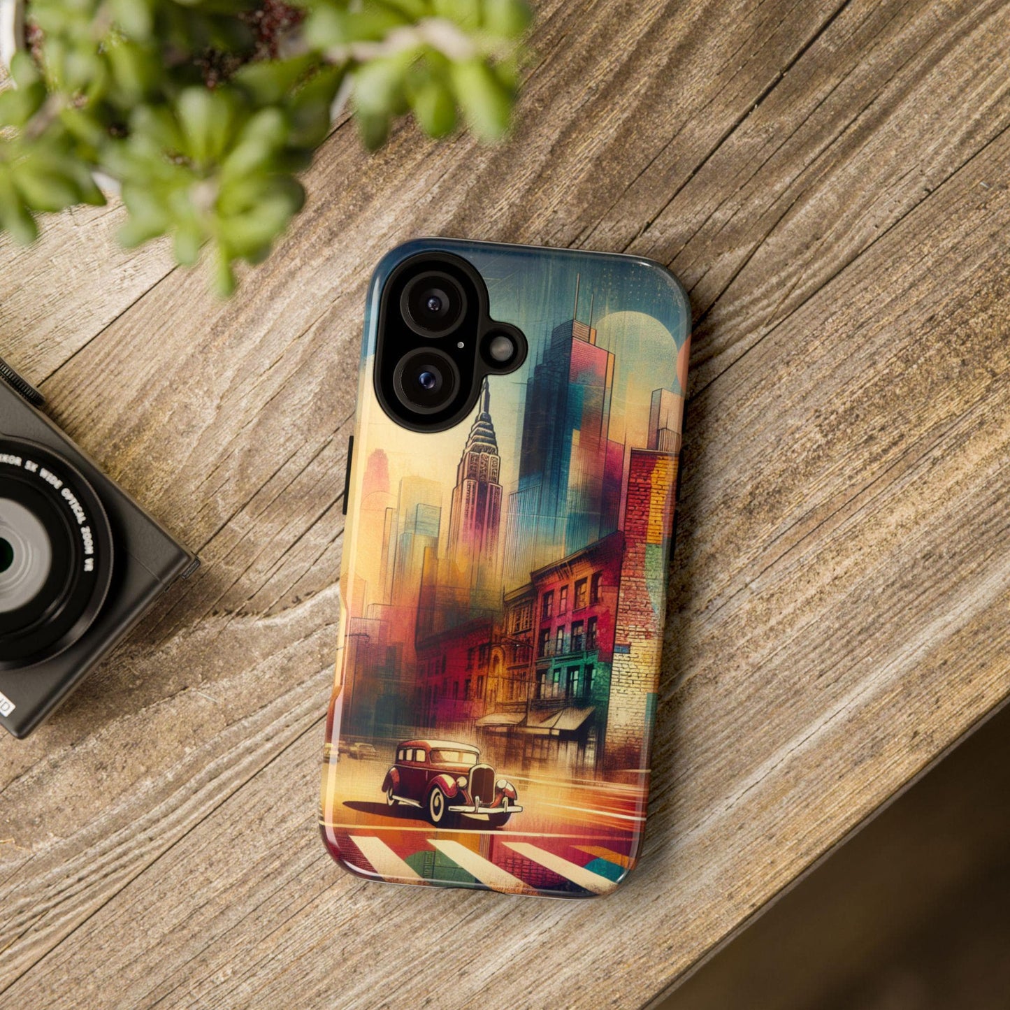 Retro Vintage City Classic Car Tough iPhone Case Durable Protective Cover for Men & Women