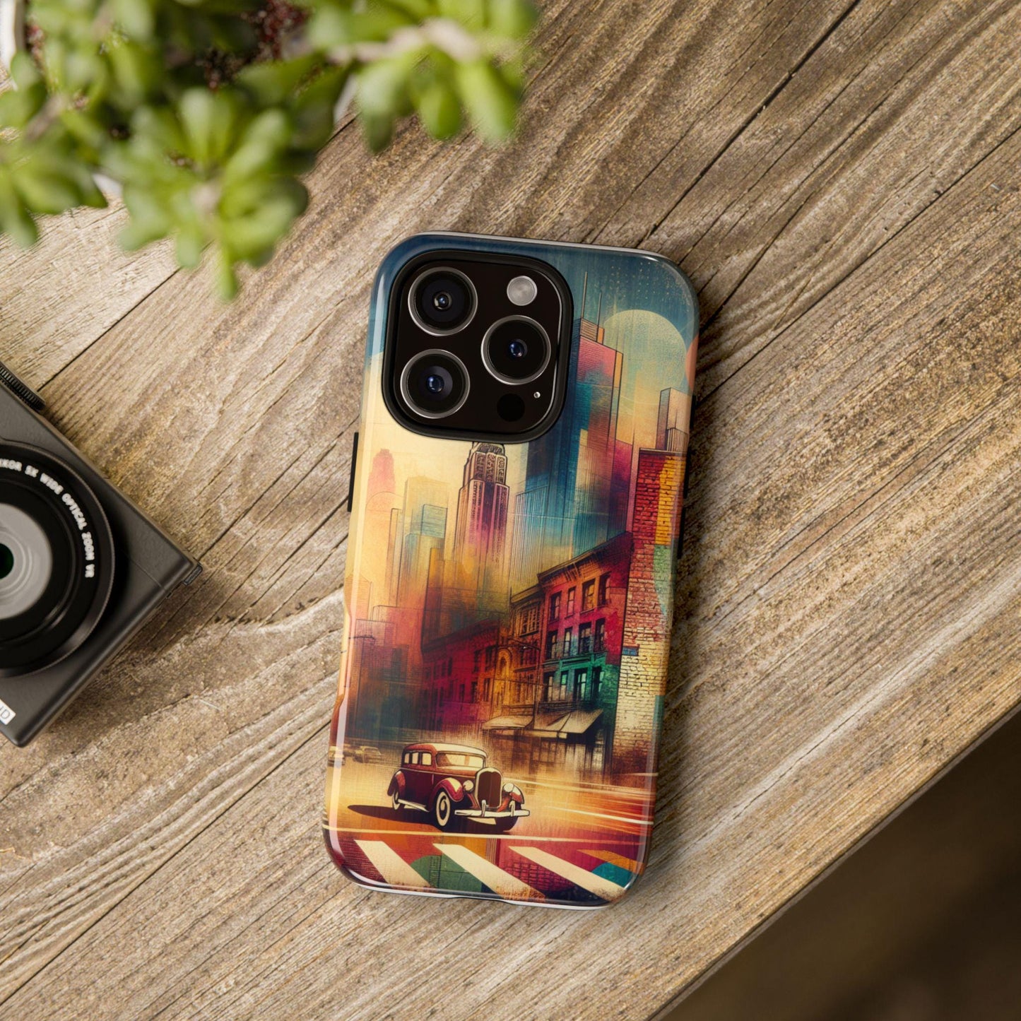 Retro Vintage City Classic Car Tough iPhone Case Durable Protective Cover for Men & Women