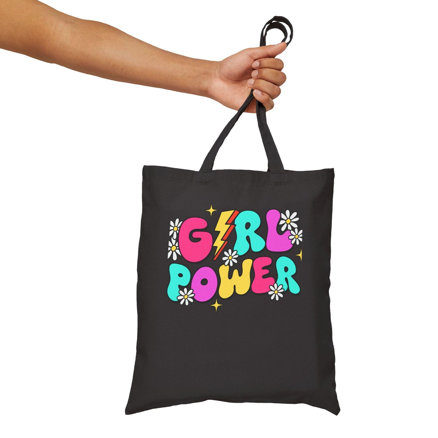 Girls Power Cotton Canvas Tote Bag, Reusable Eco-Friendly Shopping Bag, Feminist Gift, Durable Beach & Market Tote for Women Teens