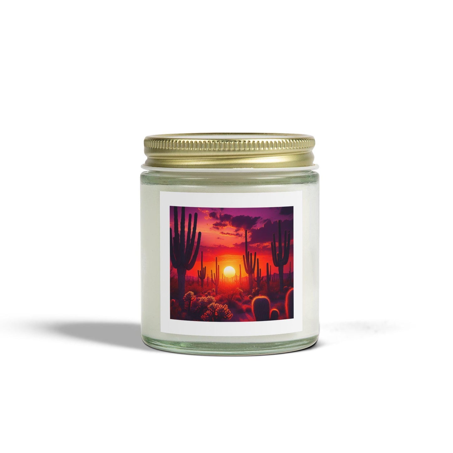 Coconut Apricot Scented Candle - Natural Aromatic Wax, 4oz & 9oz, Arizona Sunset Cactus Home Fragrance