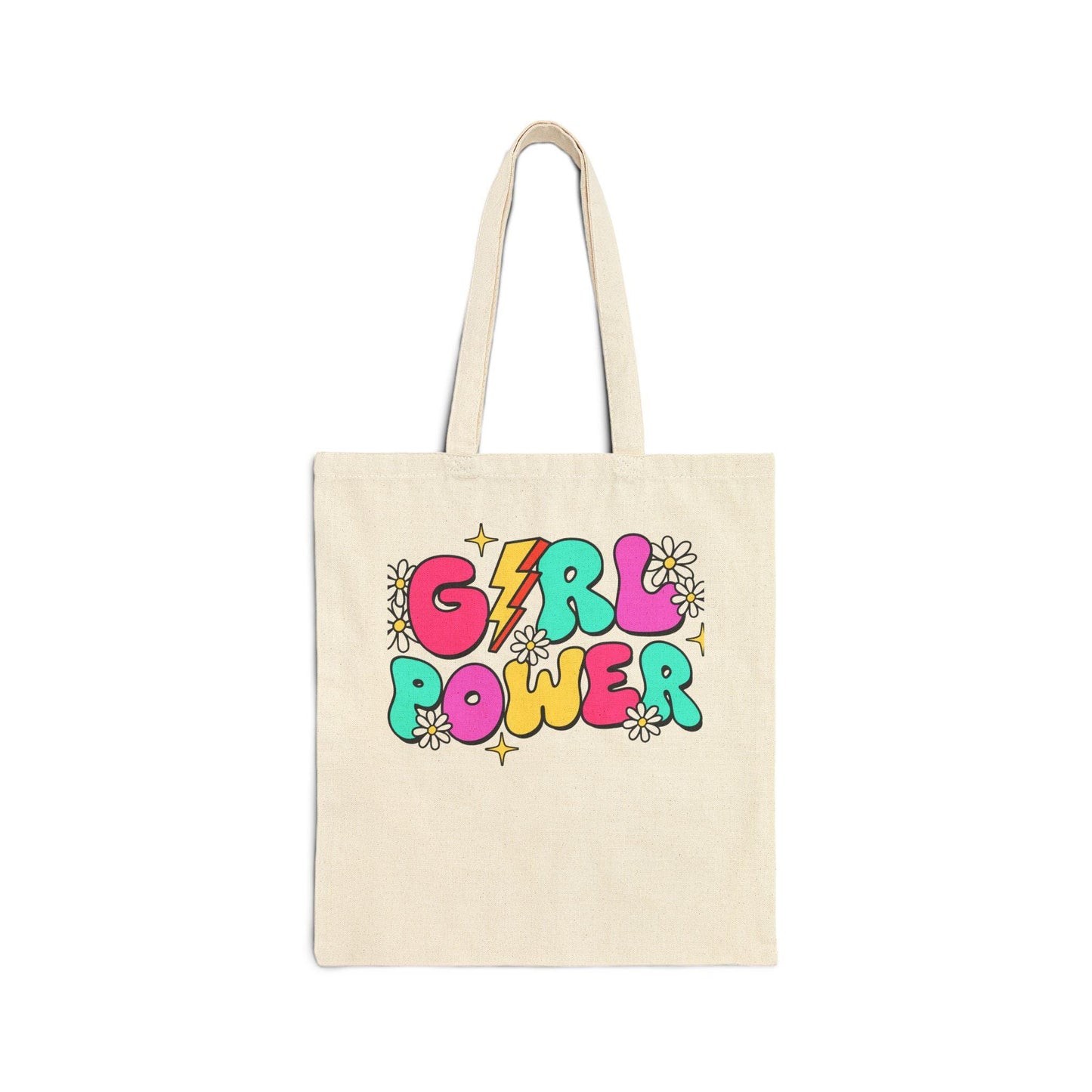 Girls Power Cotton Canvas Tote Bag, Reusable Eco-Friendly Shopping Bag, Feminist Gift, Durable Beach & Market Tote for Women Teens