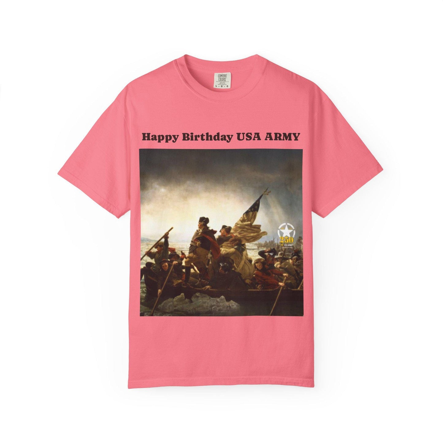 George Washington Crossing Potomac T-Shirt - US Army 250th Birthday Unisex Garment-Dyed Tee