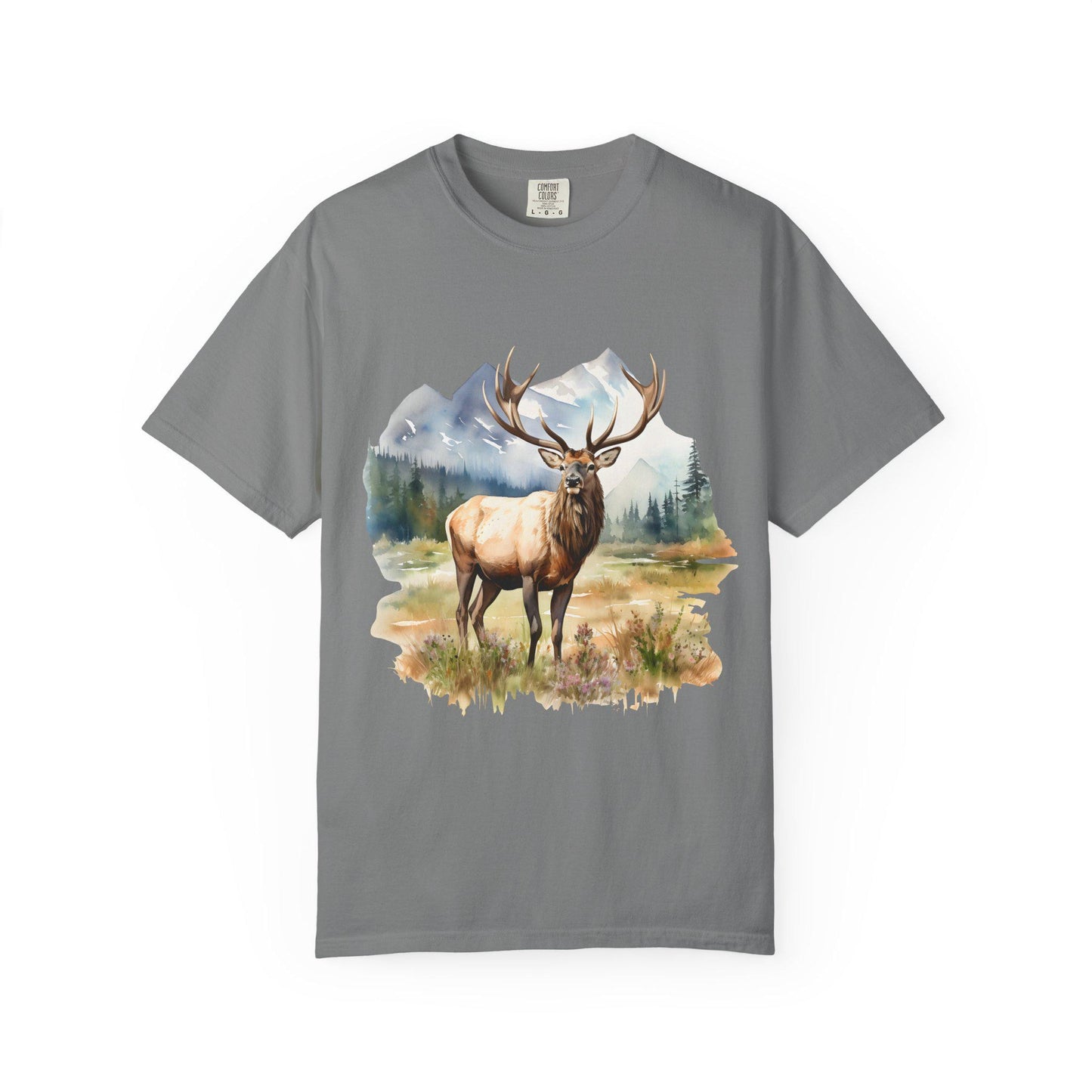 Elk T-Shirt Unisex Garment-Dyed Hunter Shirt Outdoorsman Rugged Individual Pasture Wildlife Tee