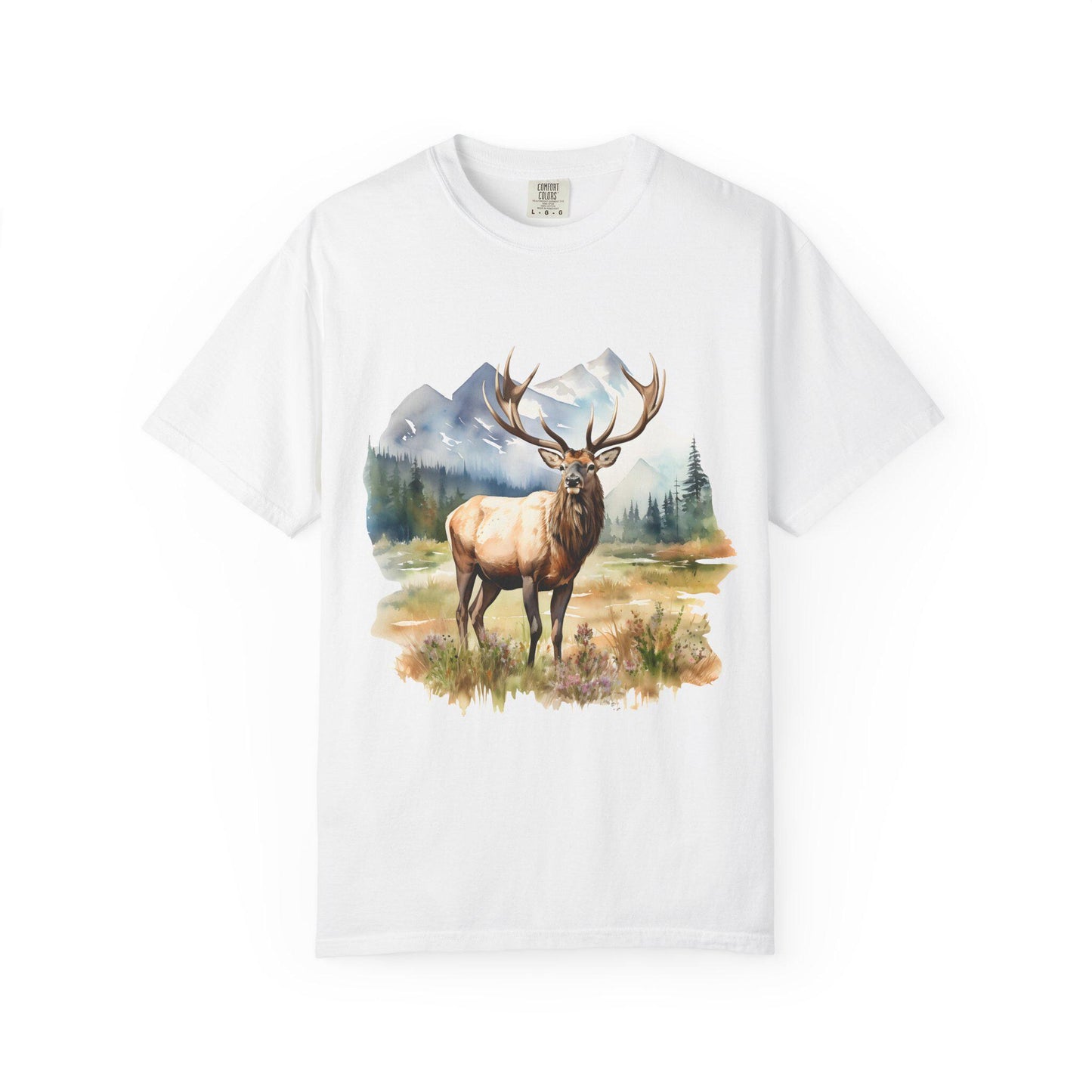 Elk T-Shirt Unisex Garment-Dyed Hunter Shirt Outdoorsman Rugged Individual Pasture Wildlife Tee